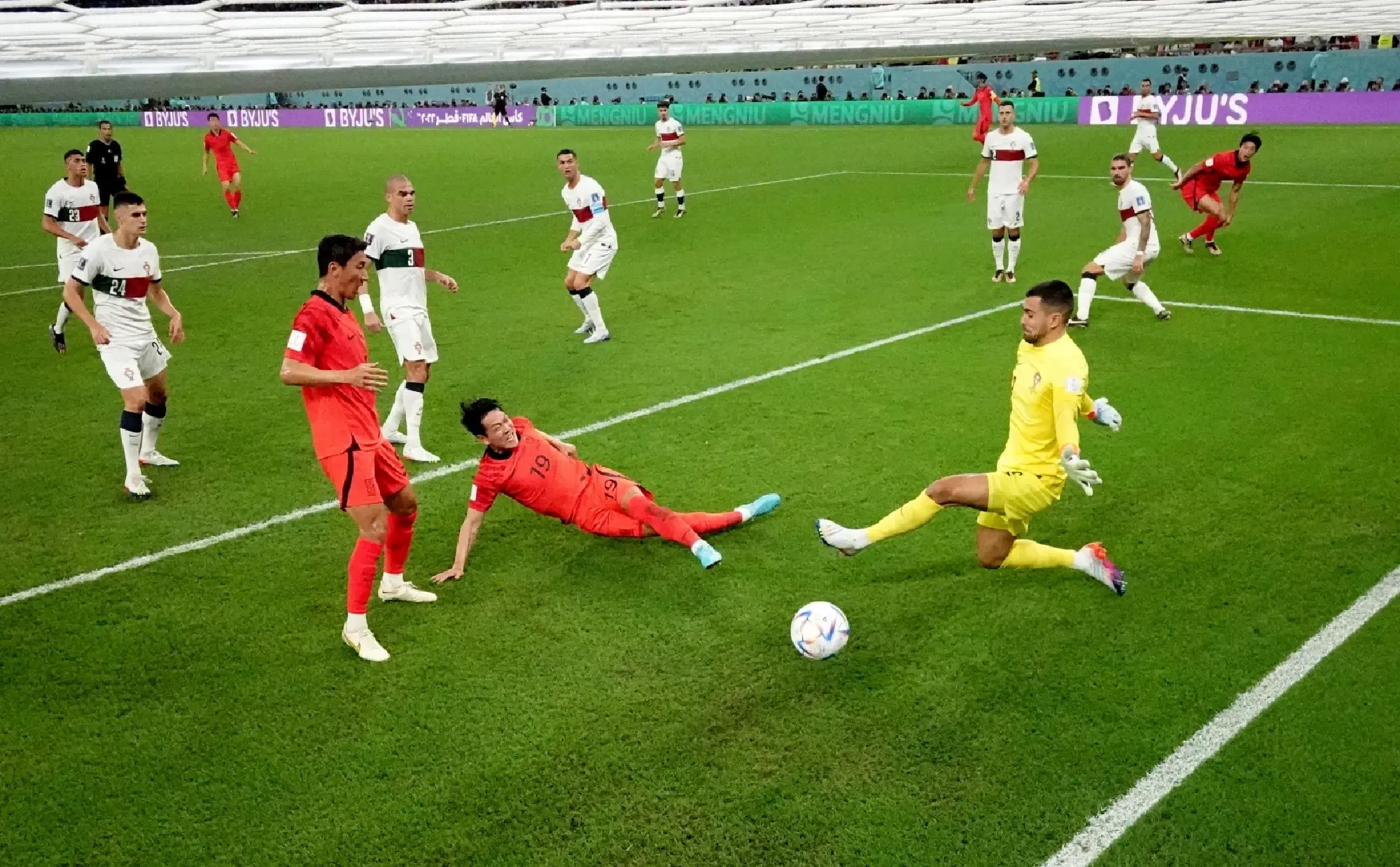 South Korea's Kim Young-gwon scores their first goal