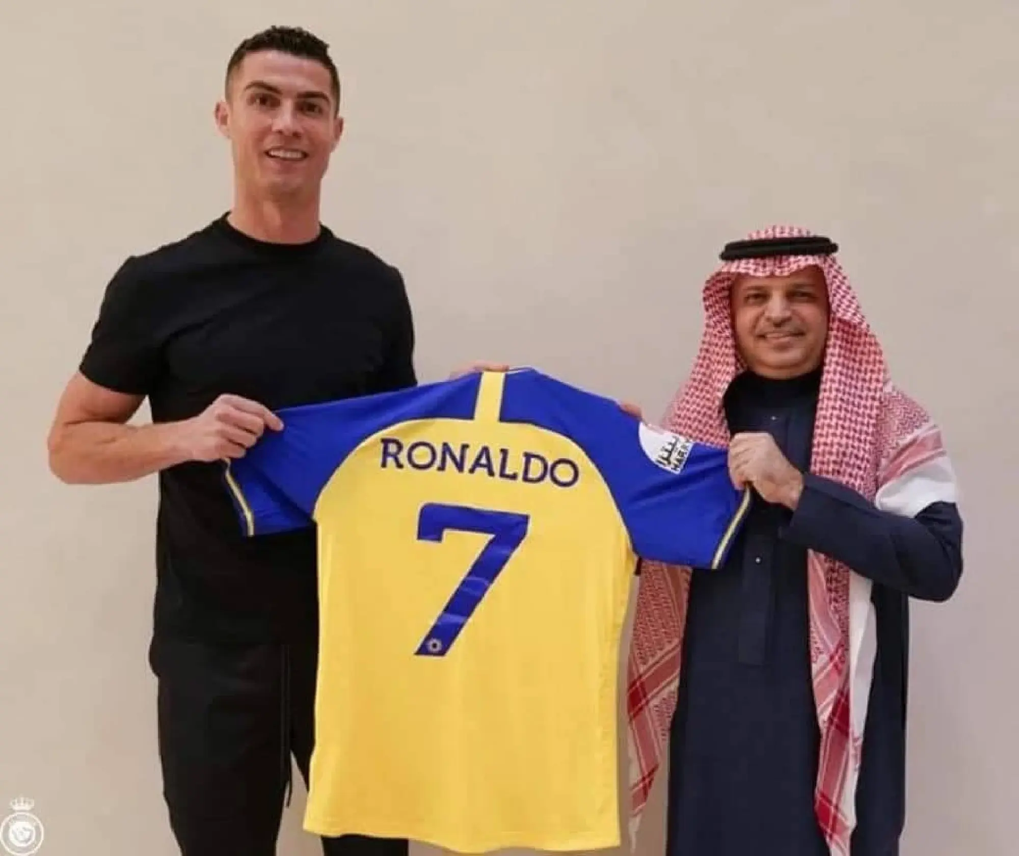 Ronaldo poses with Al Nassr shirt after signing for Saudi club