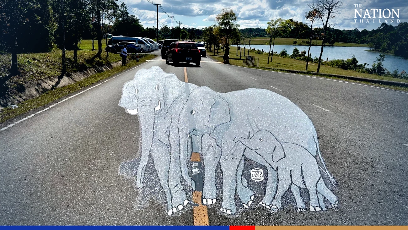 Watch out! 3D animals jump out of Khao Yai roads in bid to protect wildlife