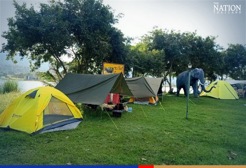 Free camping site available at scenic spot overlooking Korat reservoir