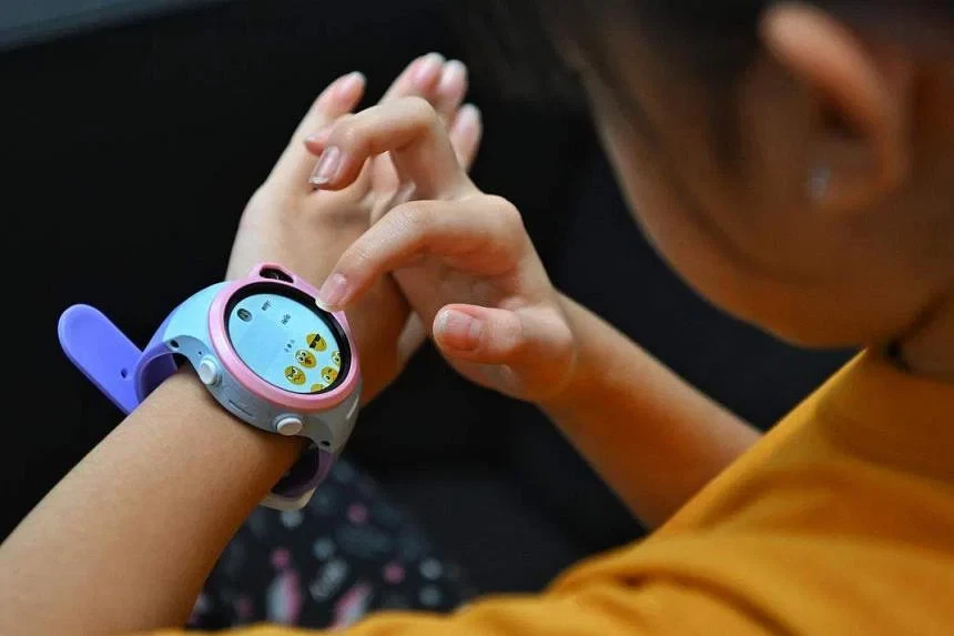 MyFirst’s smartwatches come with apps, like a GPS tracker to inform parents where their children are. ST PHOTO: CHONG JUN LIANG