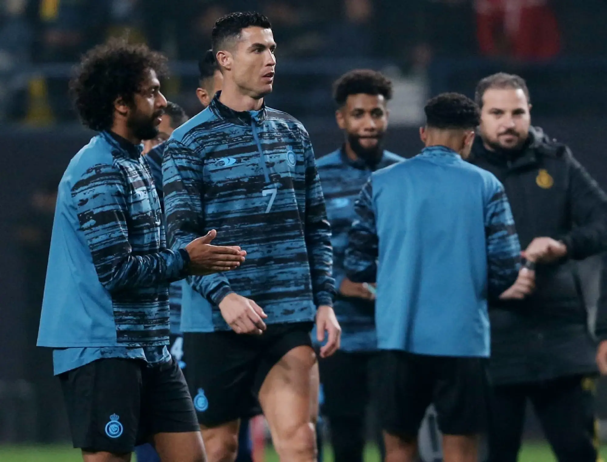 New Al Nassr signing Cristiano Ronaldo during training with teammates