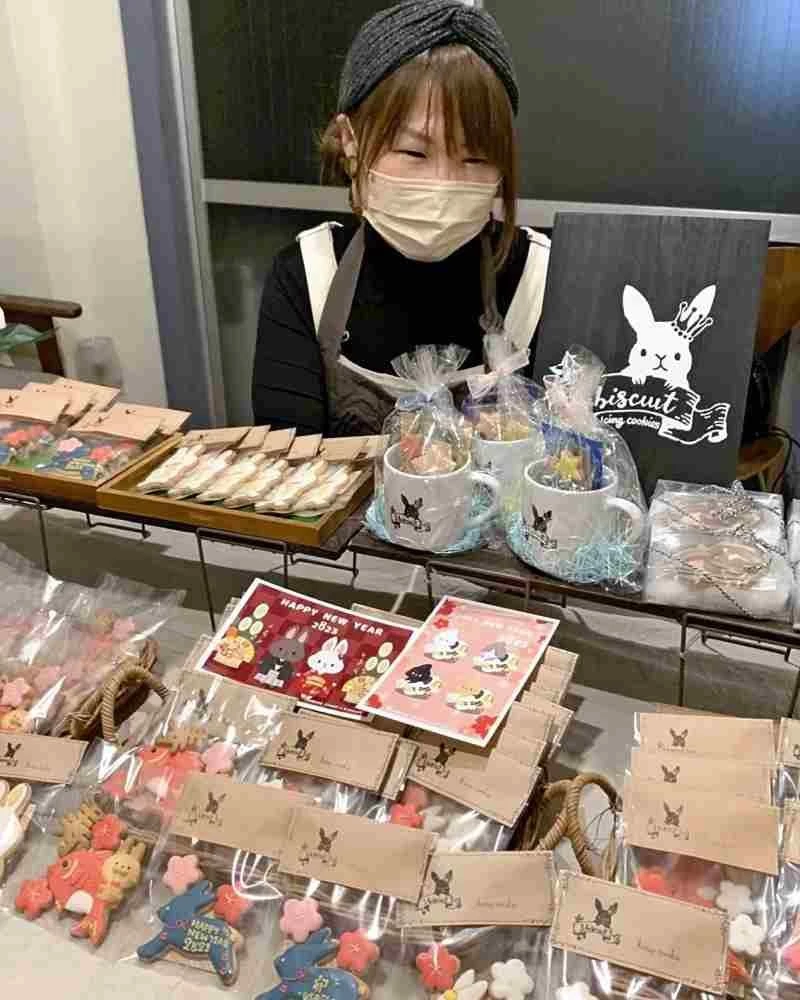 A variety of rabbit-shaped cookies are displayed at 3:biscuit confectionery in Kashiwa, Chiba Prefecture, which are also participating in the “My Sweet Rabbit” event in Osaka. The Yomiuri Shimbun