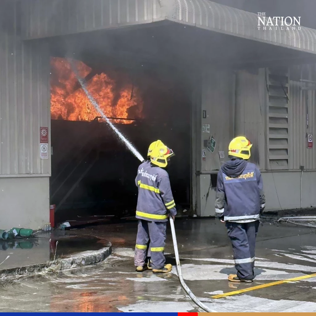 School evacuated as blaze rages at Chonburi oily water treatment plant