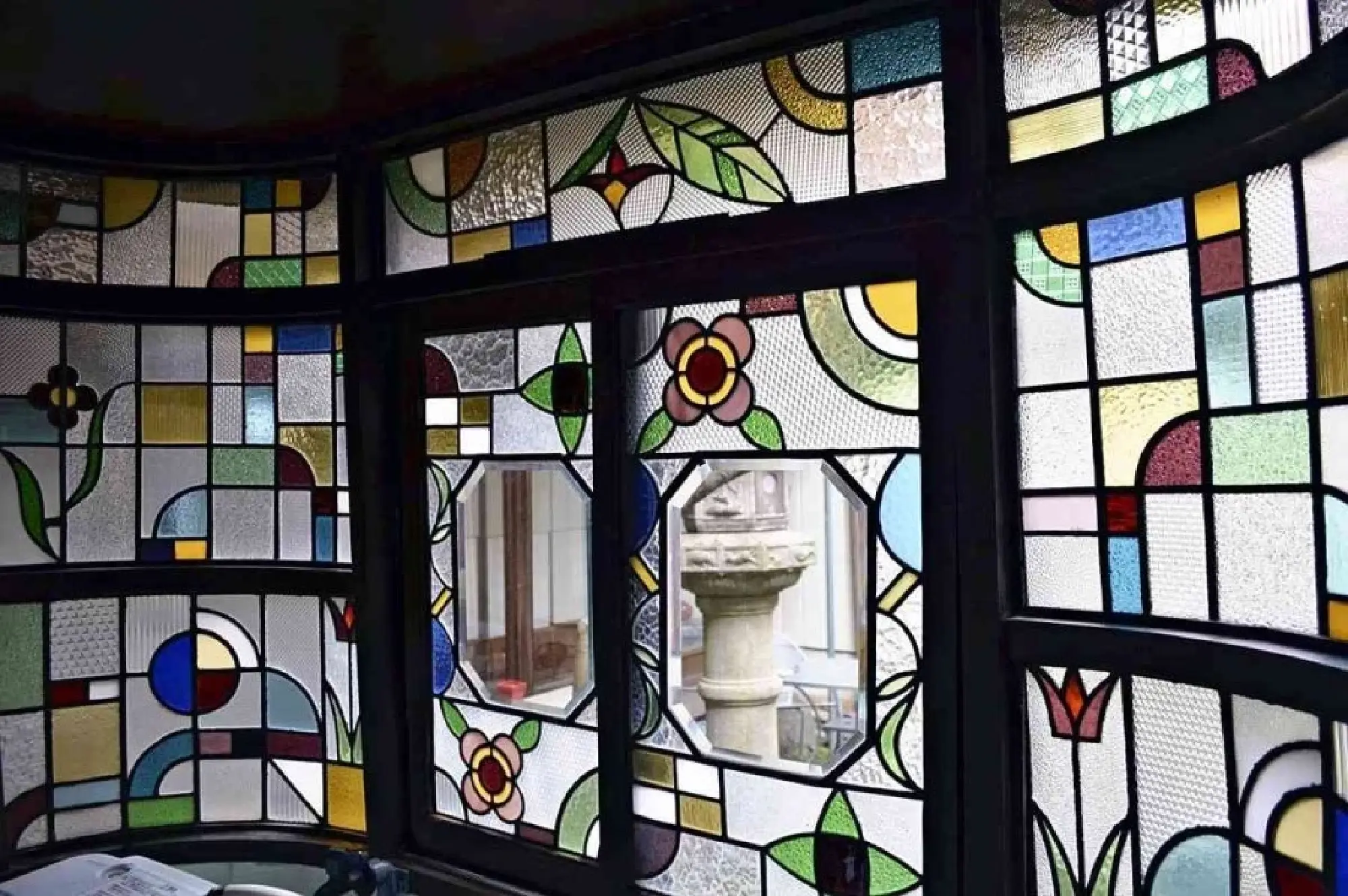 Stained glass is a reminder of when the building was used as a brothel. The Yomiuri Shimbun