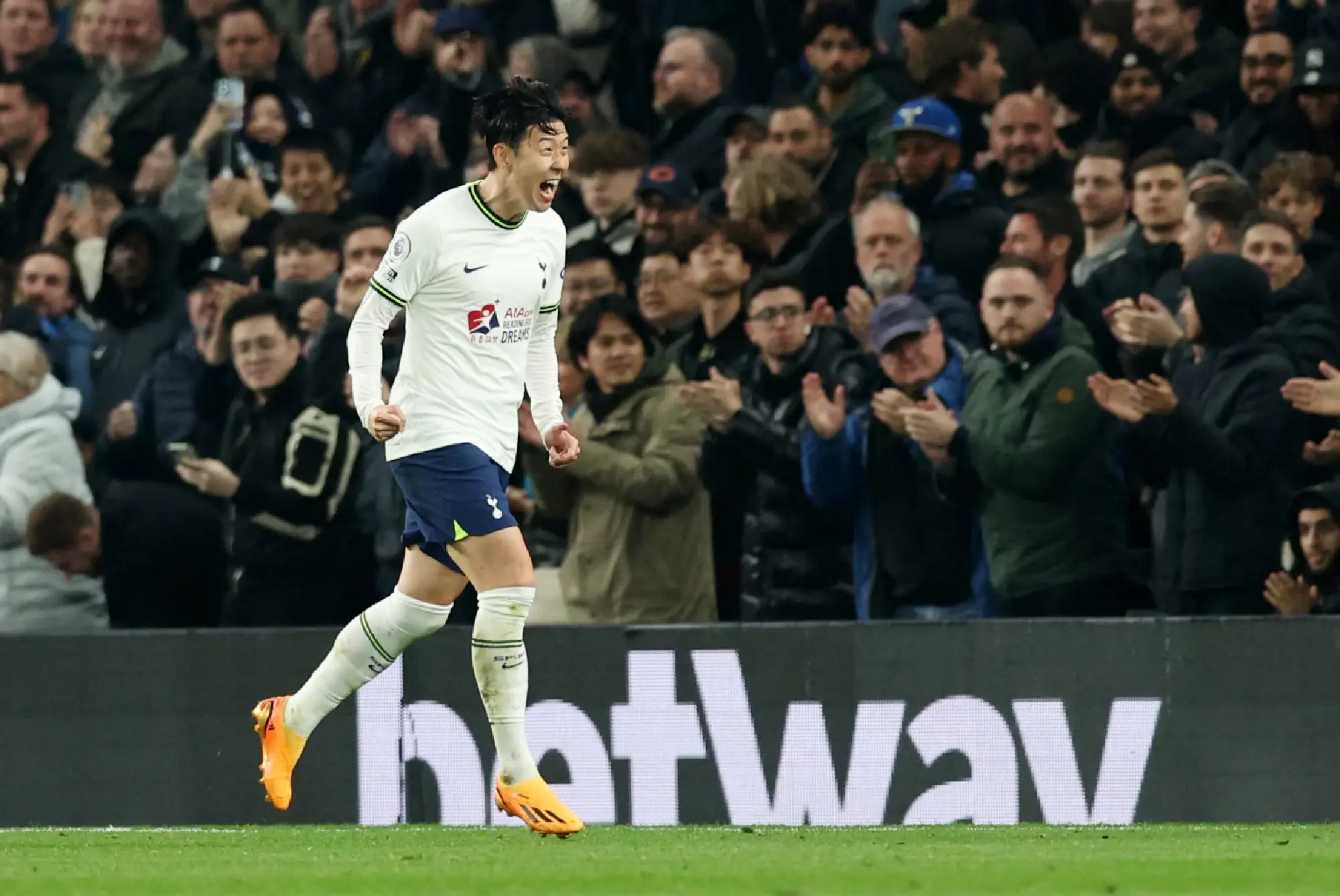 Tottenham Hotspur\'s Son Heung-min celebrates scoring their second goal
