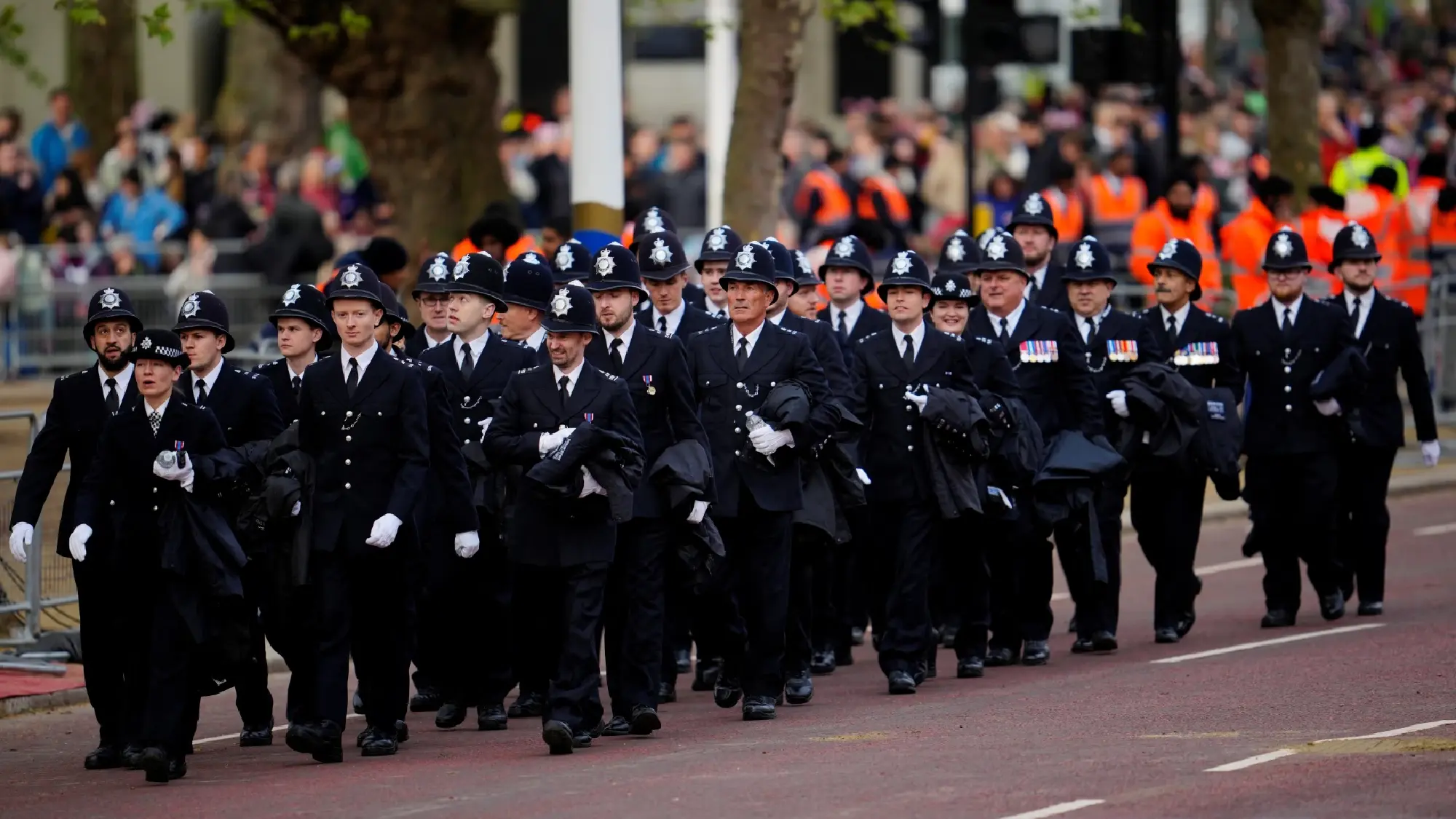 Police walk at the Mall before coronation of Britain's King Charles III in London