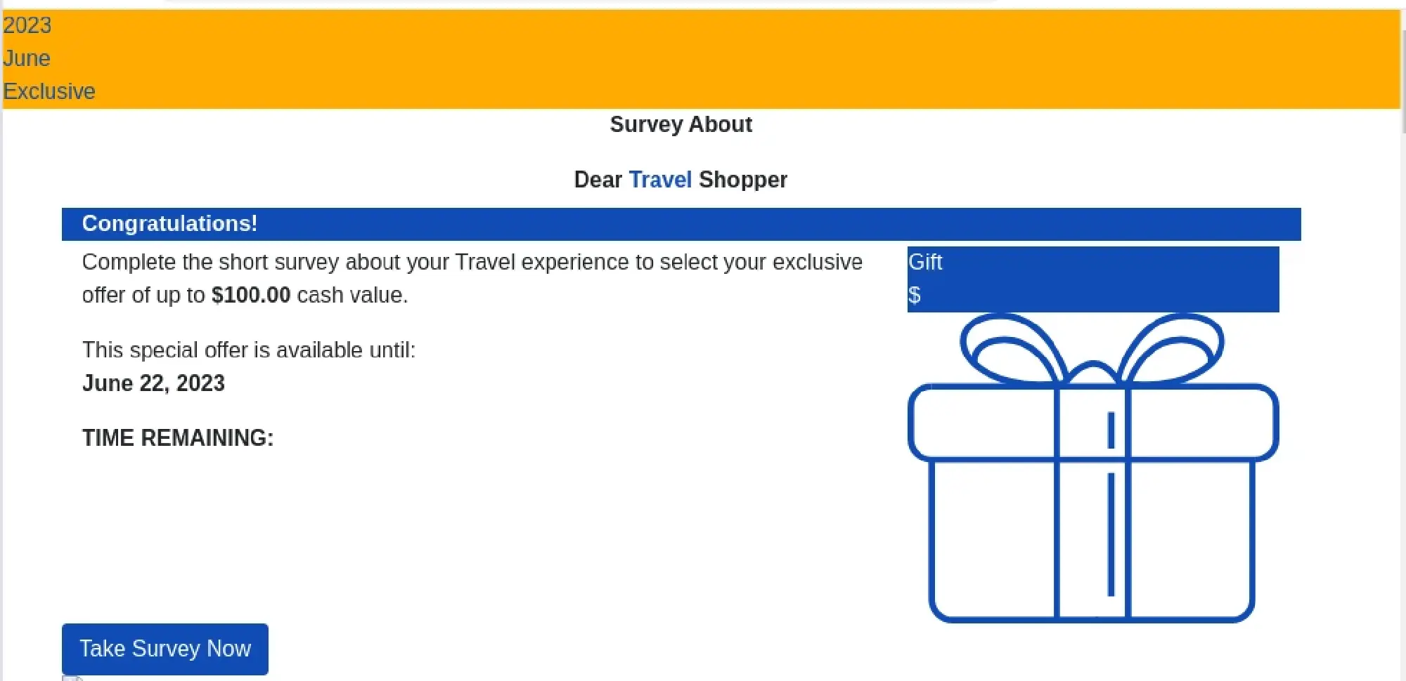 Example of fake survey