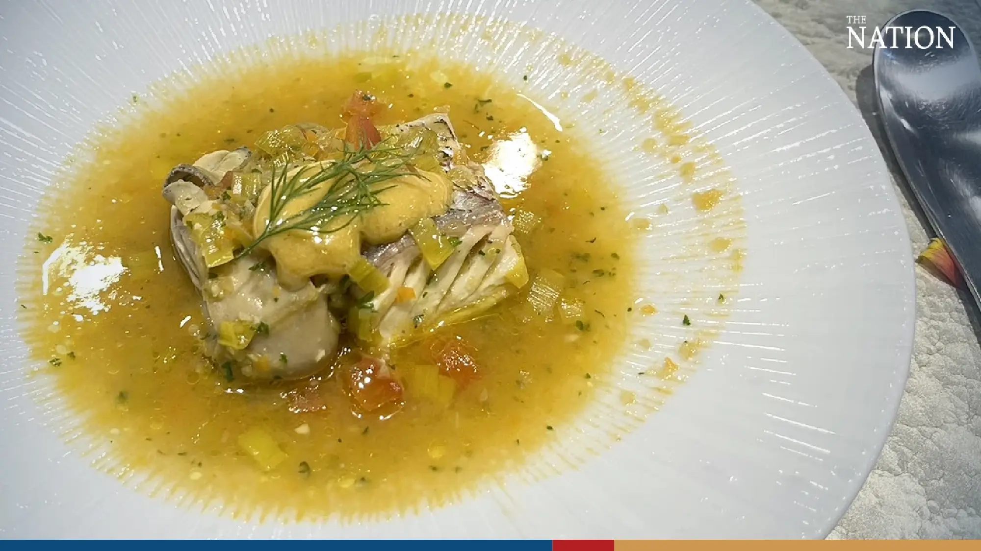 Madai fish (Japanese red sea bream) and oyster soup