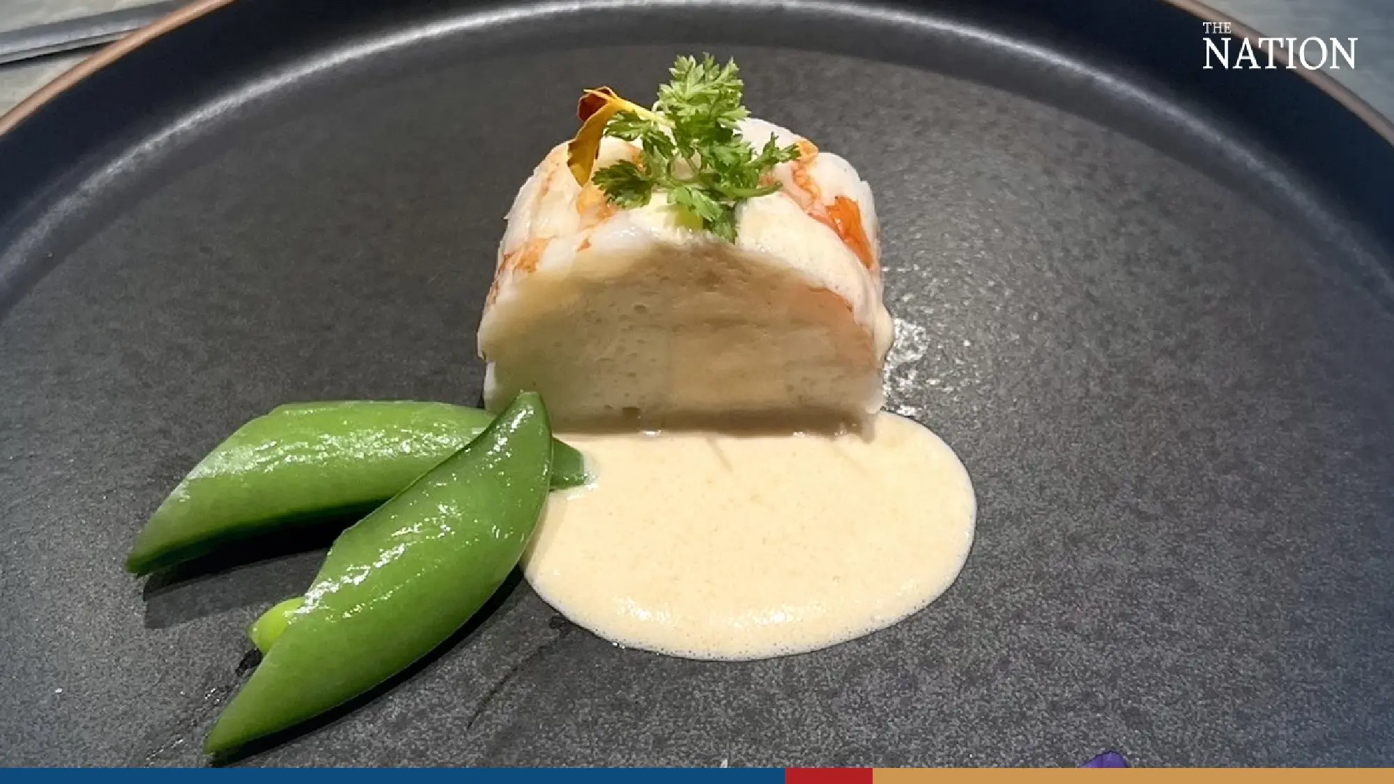 Shrimp and scallop mousse in a lemon juice cream sauce