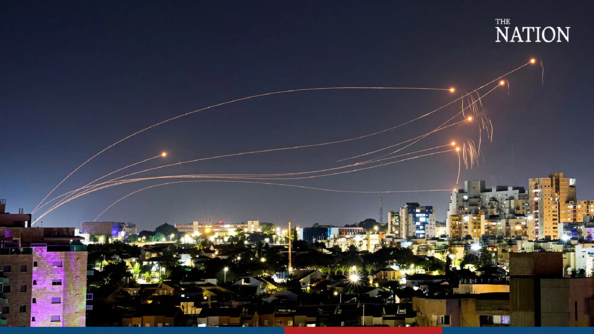 Israel's Iron Dome anti-missile system intercepts rockets launched from the Gaza Strip, after a temporary truce between Israel and the Palestinian Islamist group Hamas expired, as seen from Ashkelon, Israel, December 1, 2023. (Photo by Amir Cohen )
