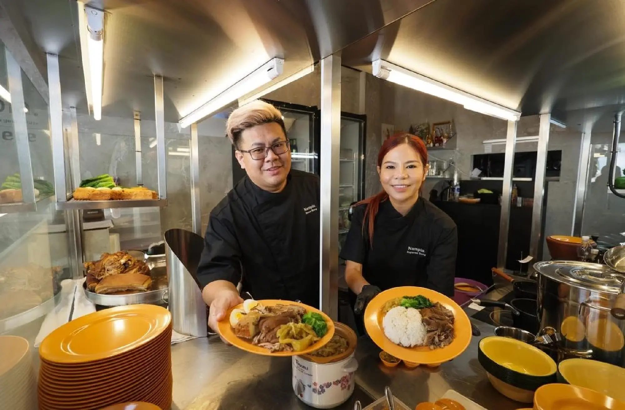 Chefs Simon Wong and Song Supansa are the co-founders of Nampla, a new Thai restaurant in Marine Parade.ST PHOTO: GIN TAY