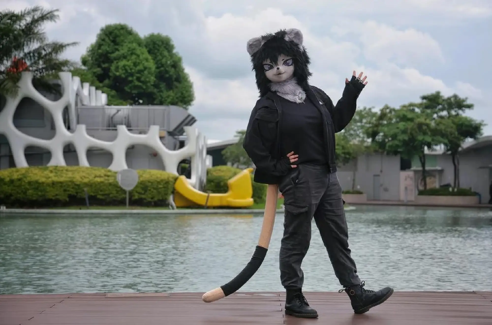 Sky, pictured in a partial fursuit, says the community’s shared love of art brings together people from all walks of life.ST PHOTO: KEVIN LIM