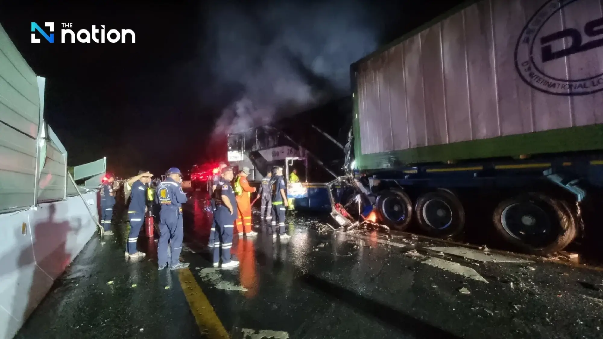 Seven dead, 40 injured in double-decker bus crash in Prachinburi