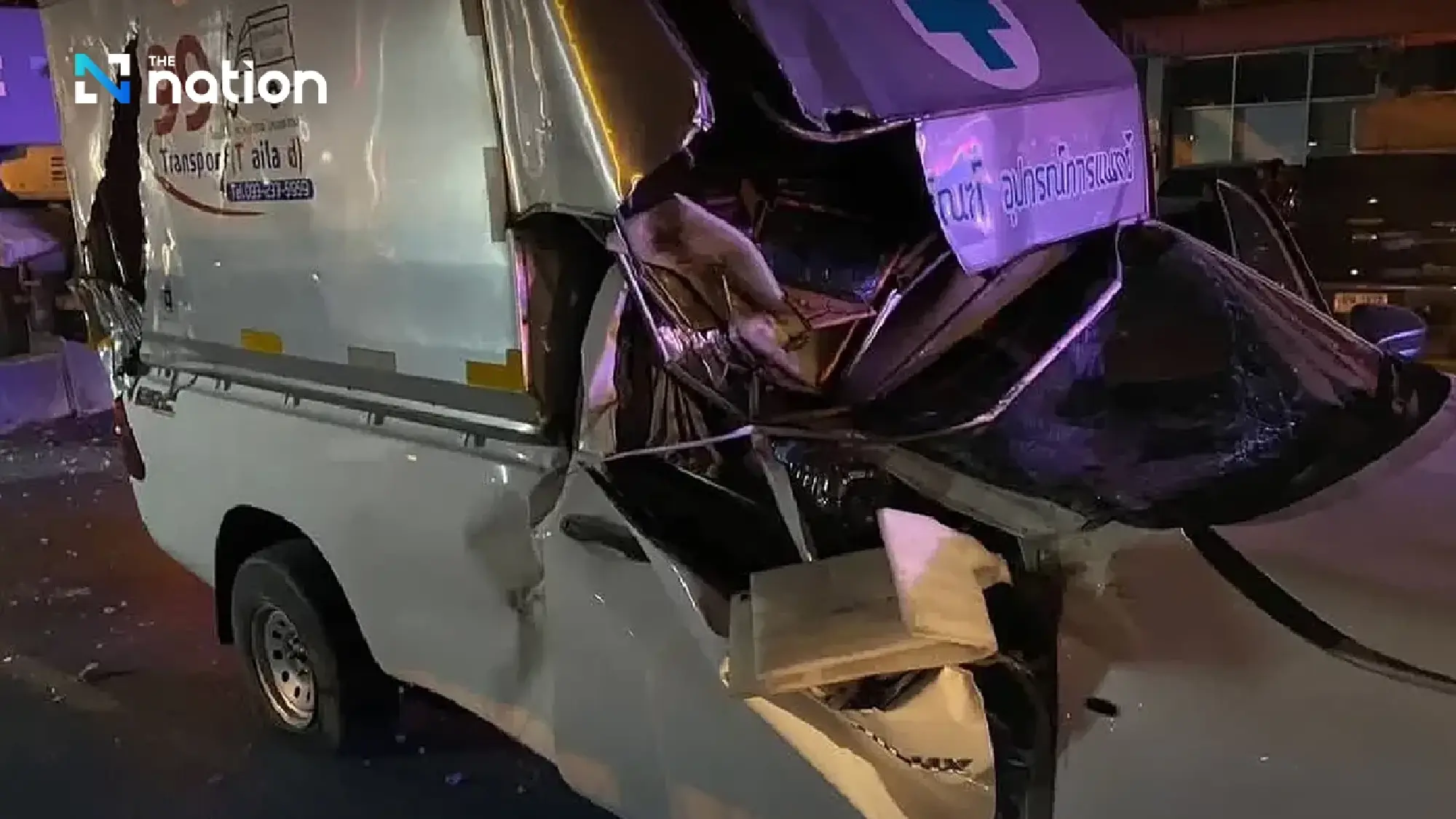 Rama II accident: One injured as crane topples onto pickup truck 