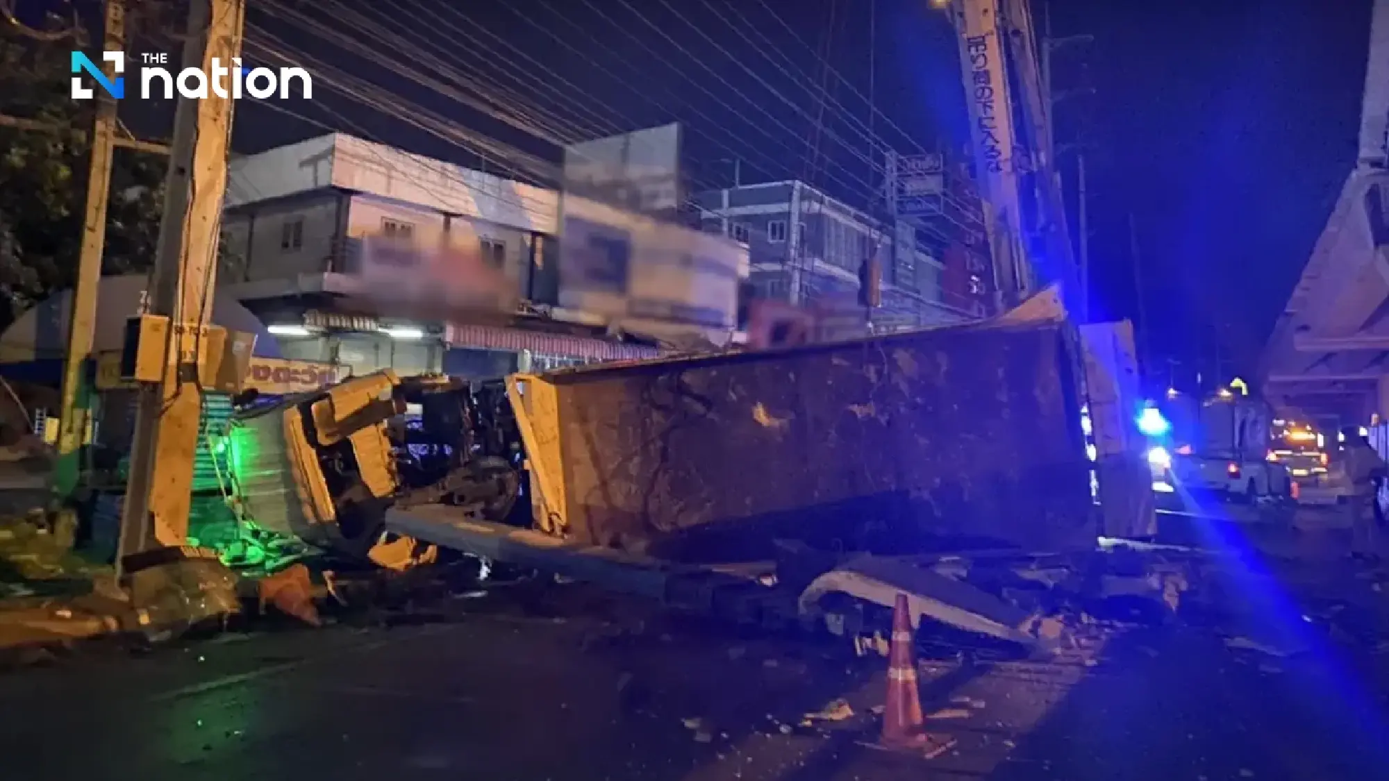 Rama II accident: One injured as crane topples onto pickup truck 