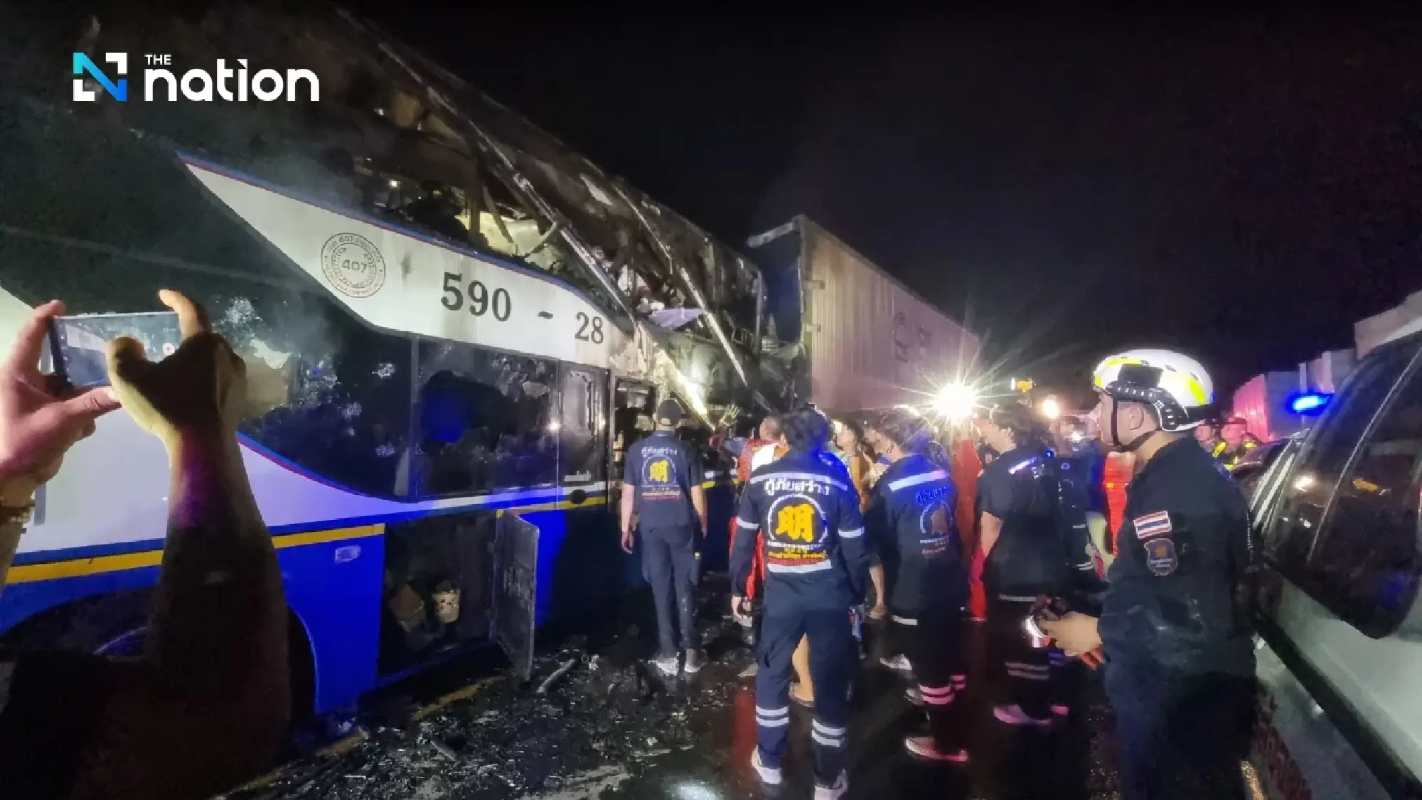 Seven dead, 40 injured in double-decker bus crash in Prachinburi