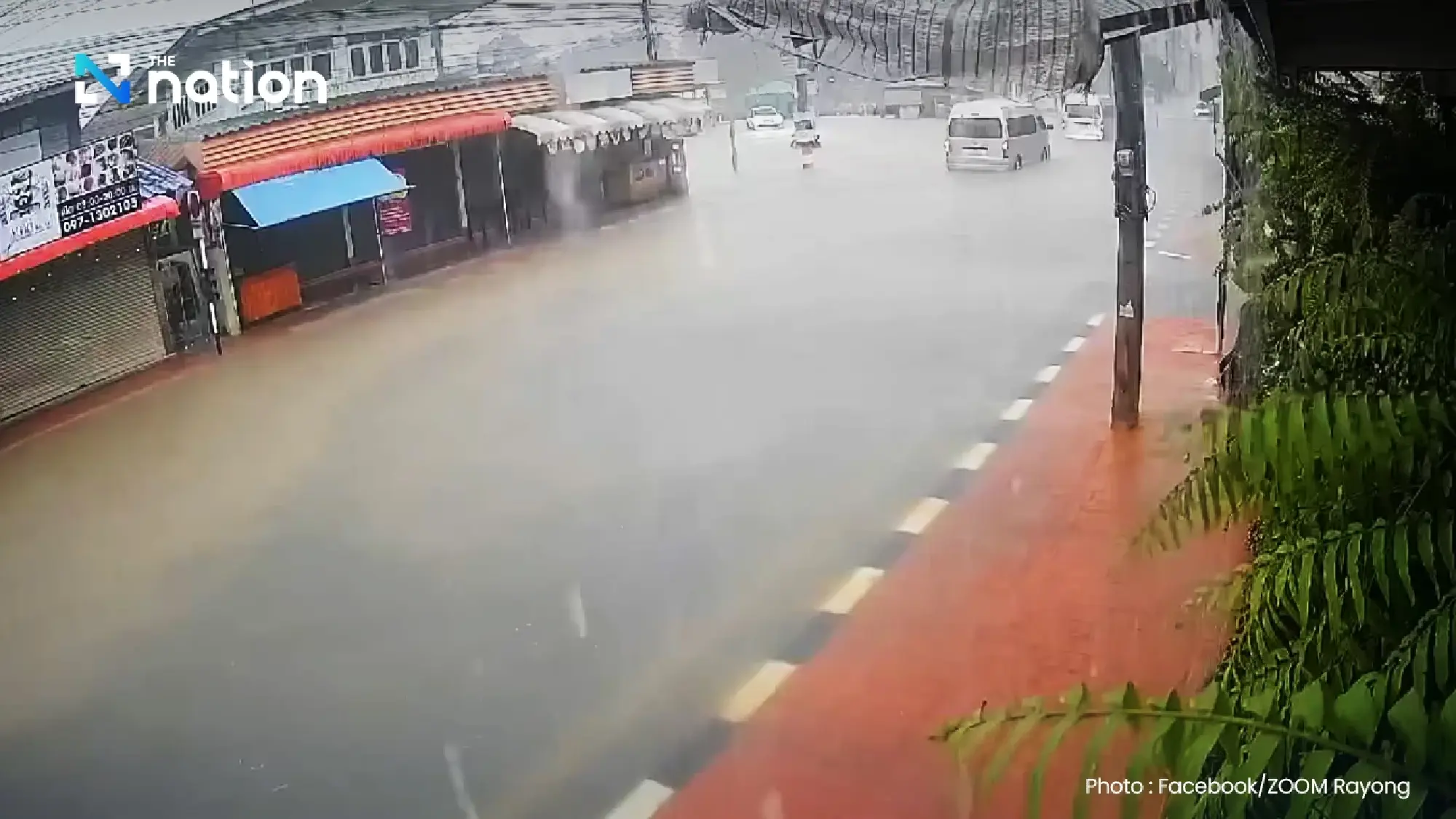 Rayong roads flooded following heavy rains
