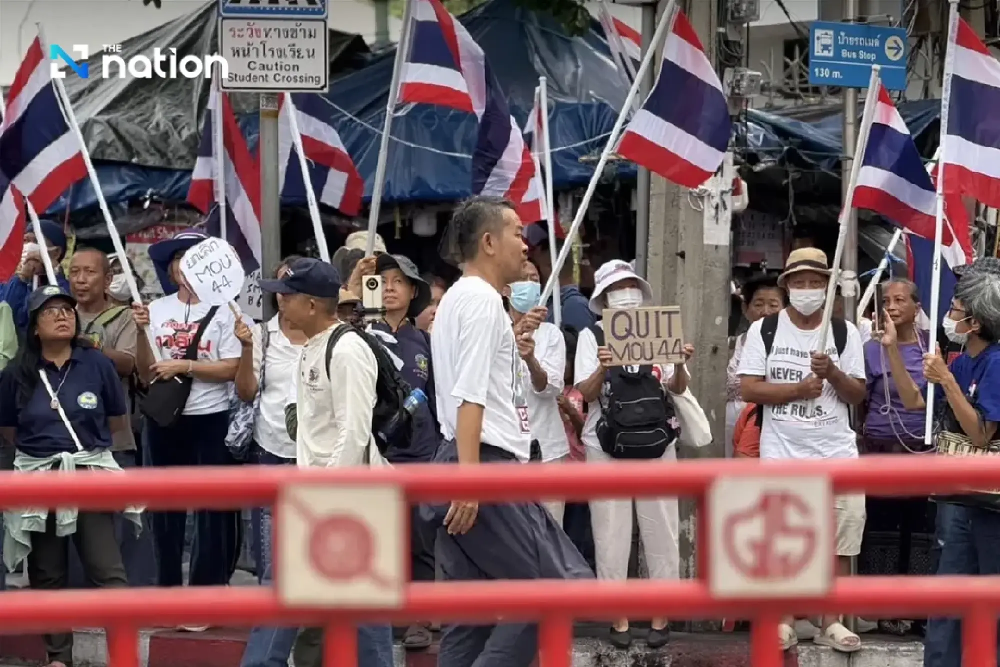 Protesters rally outside GBC meeting venue in Bangkok