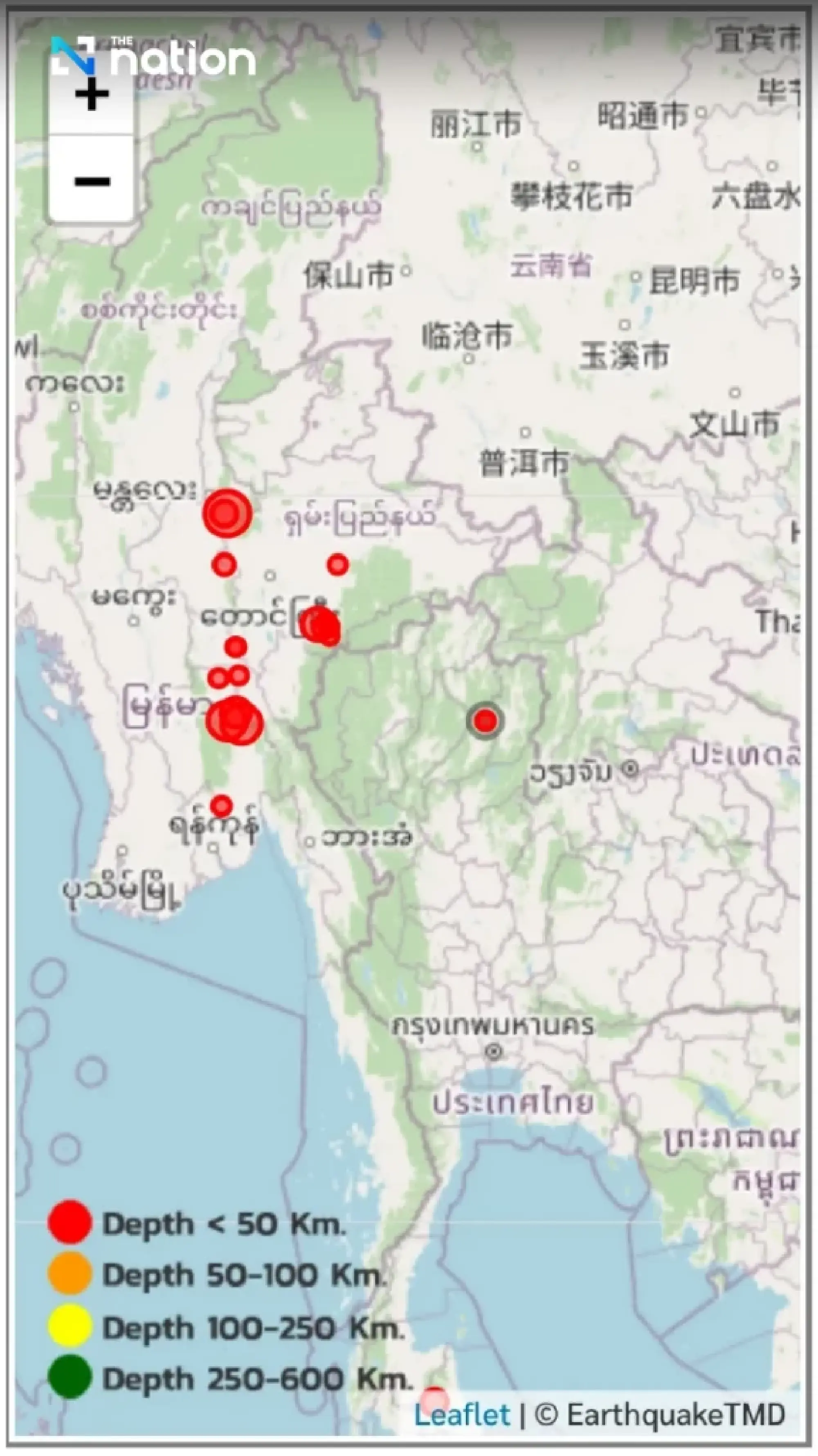6 mild quakes recorded in Myanmar, northern Thailand on Thursday