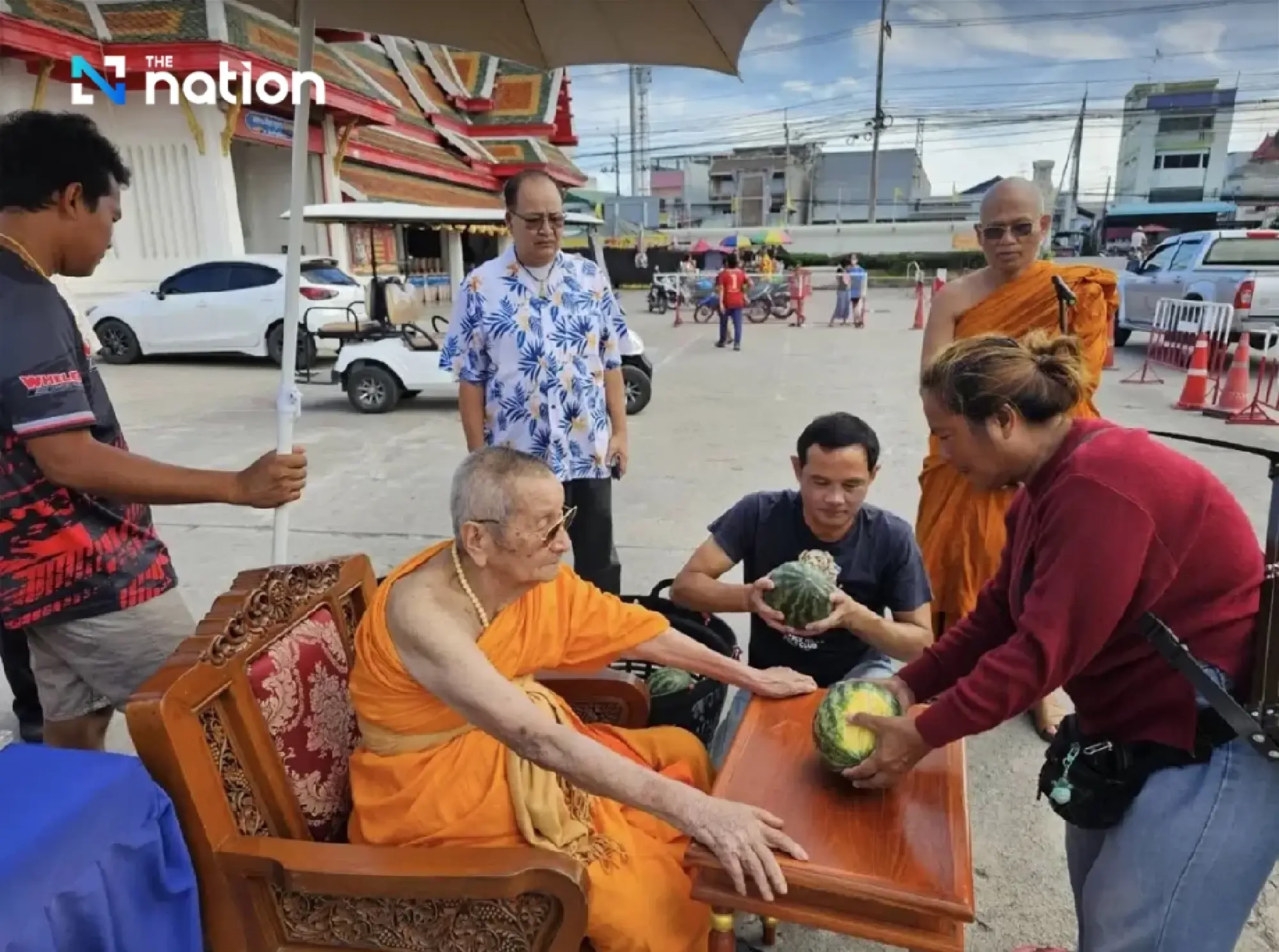 Suphan Buri temple buys 2,000 kgs of watermelons to support farmers