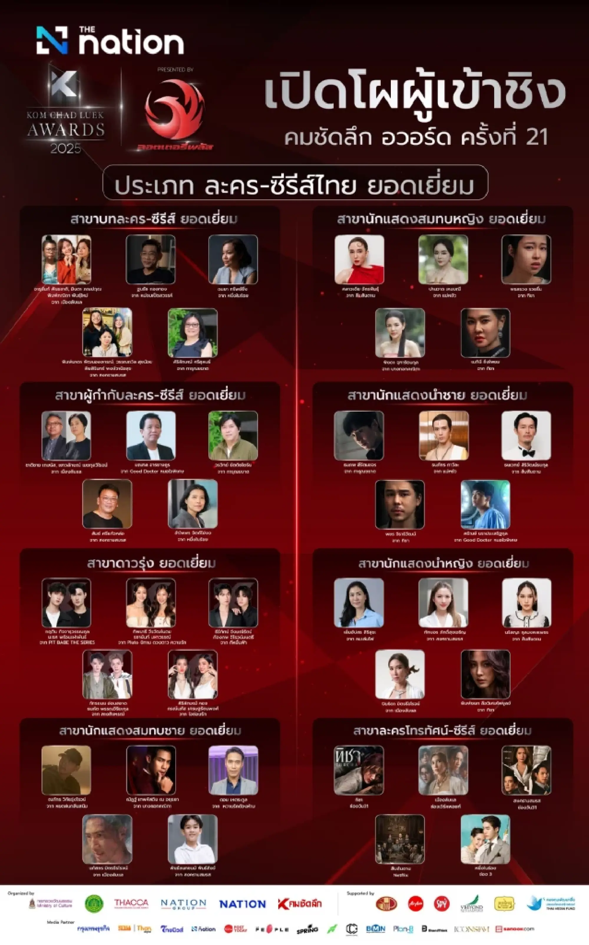 Nominees announced for Kom Chad Luek Awards’ best categories