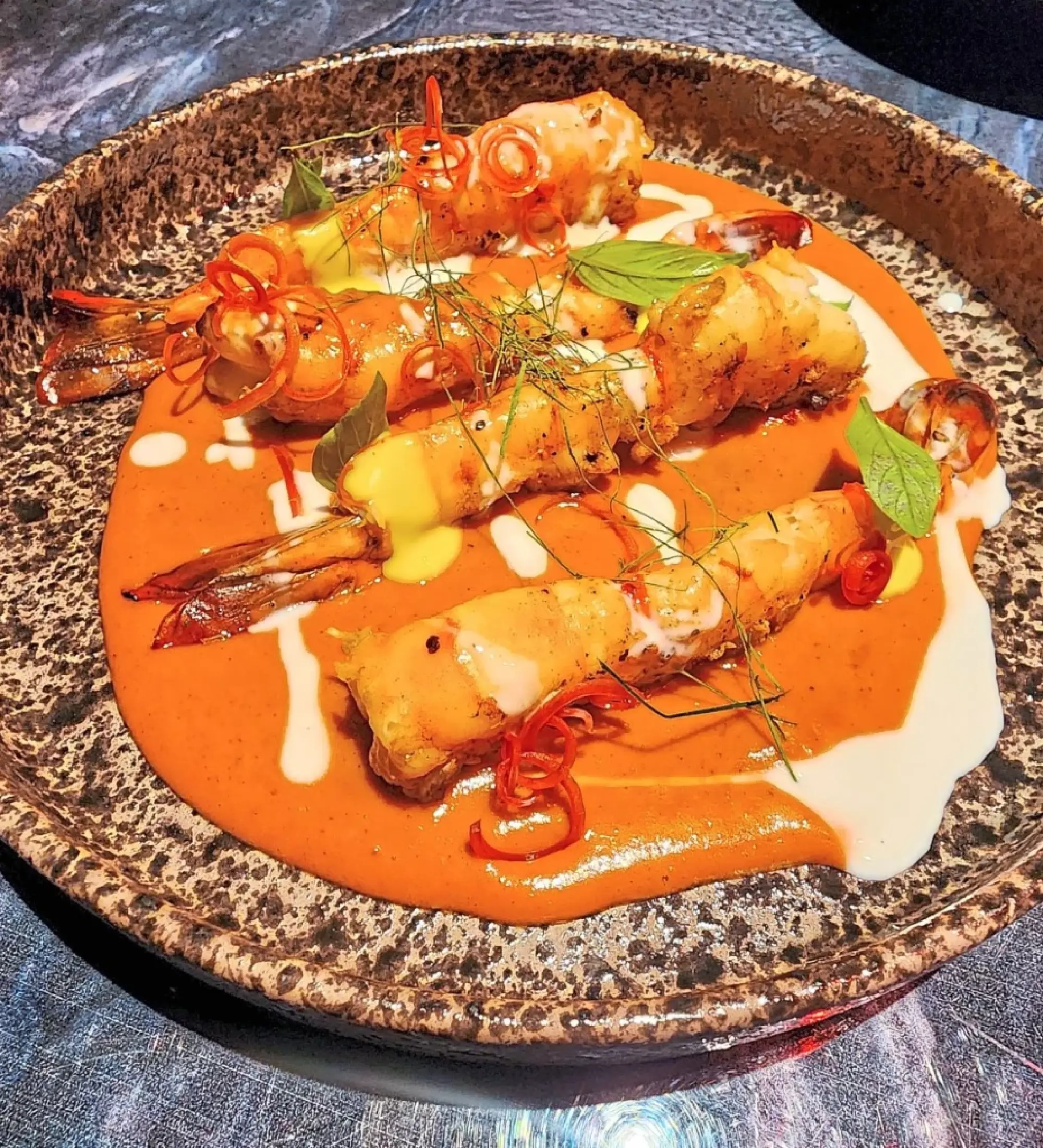 The Panang curry with grilled prawns is a masterclass in rich, robust flavours.