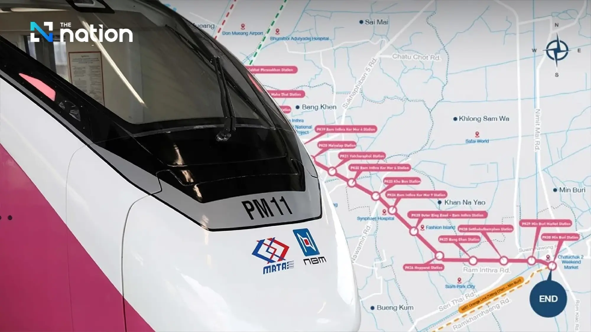 Extended Pink Line to two Muang Thong Thani stations begins commercial service