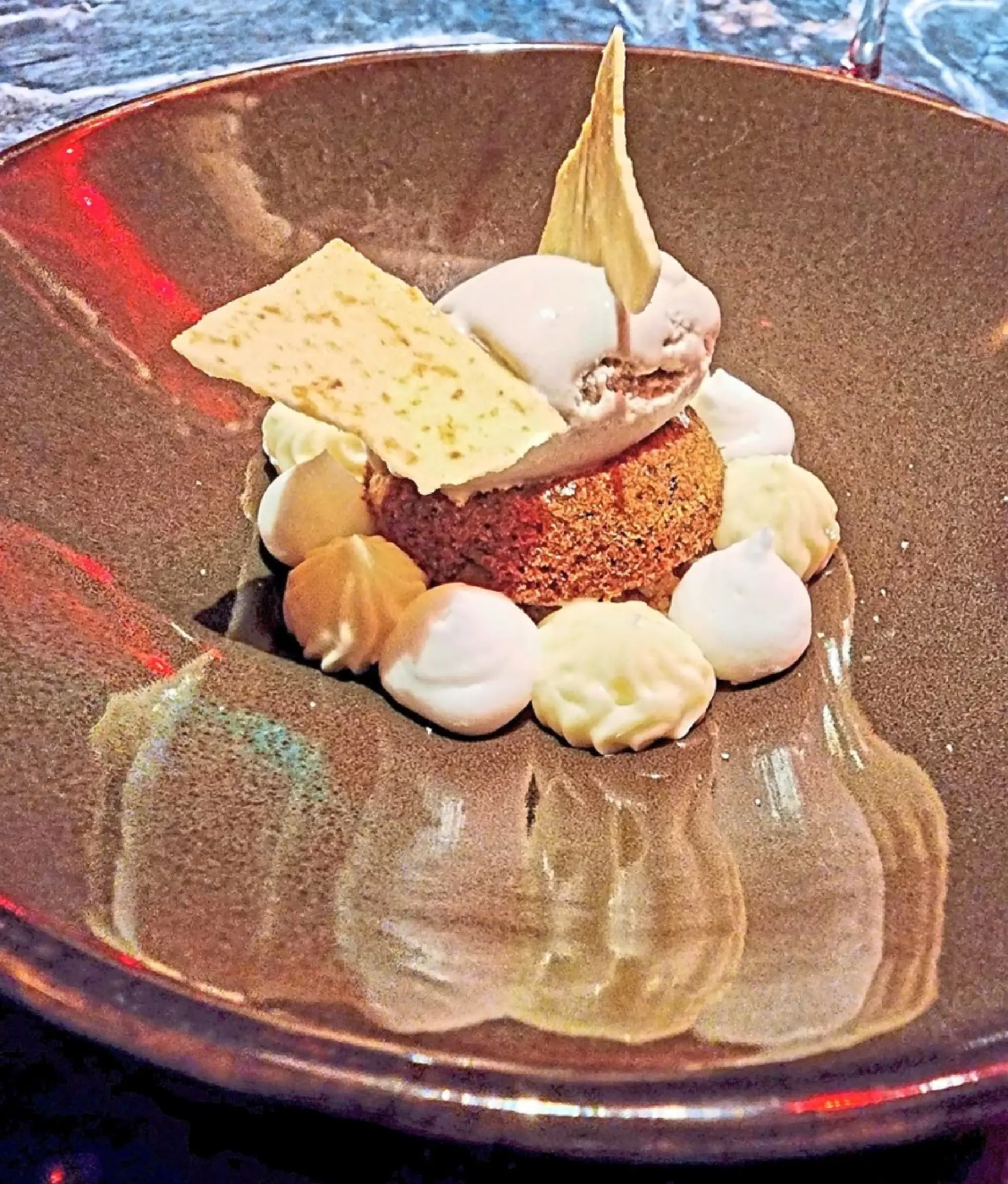 Go bananas with this banana-themed dessert featuring banana crumble, banana cake, banana ice-cream and banana mousse.
