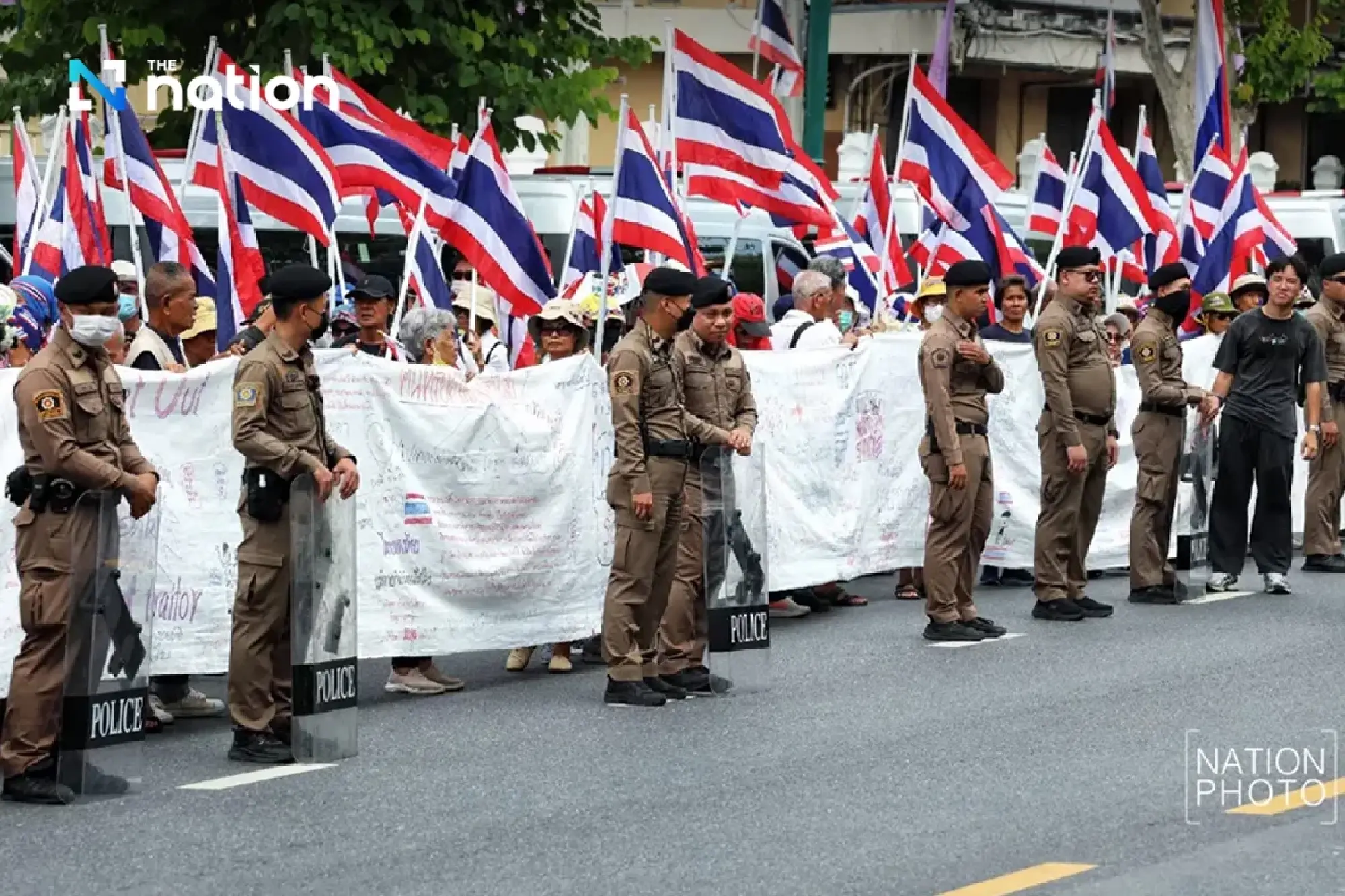 Protesters surround Government House, demand Paetongtarn resign over Hun Sen audio clip