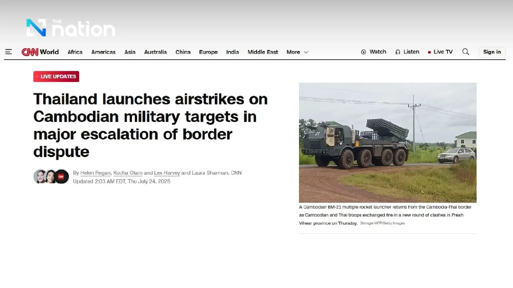 Cambodia condemns Thai airstrikes as \"brutal\" aggression, vows decisive response