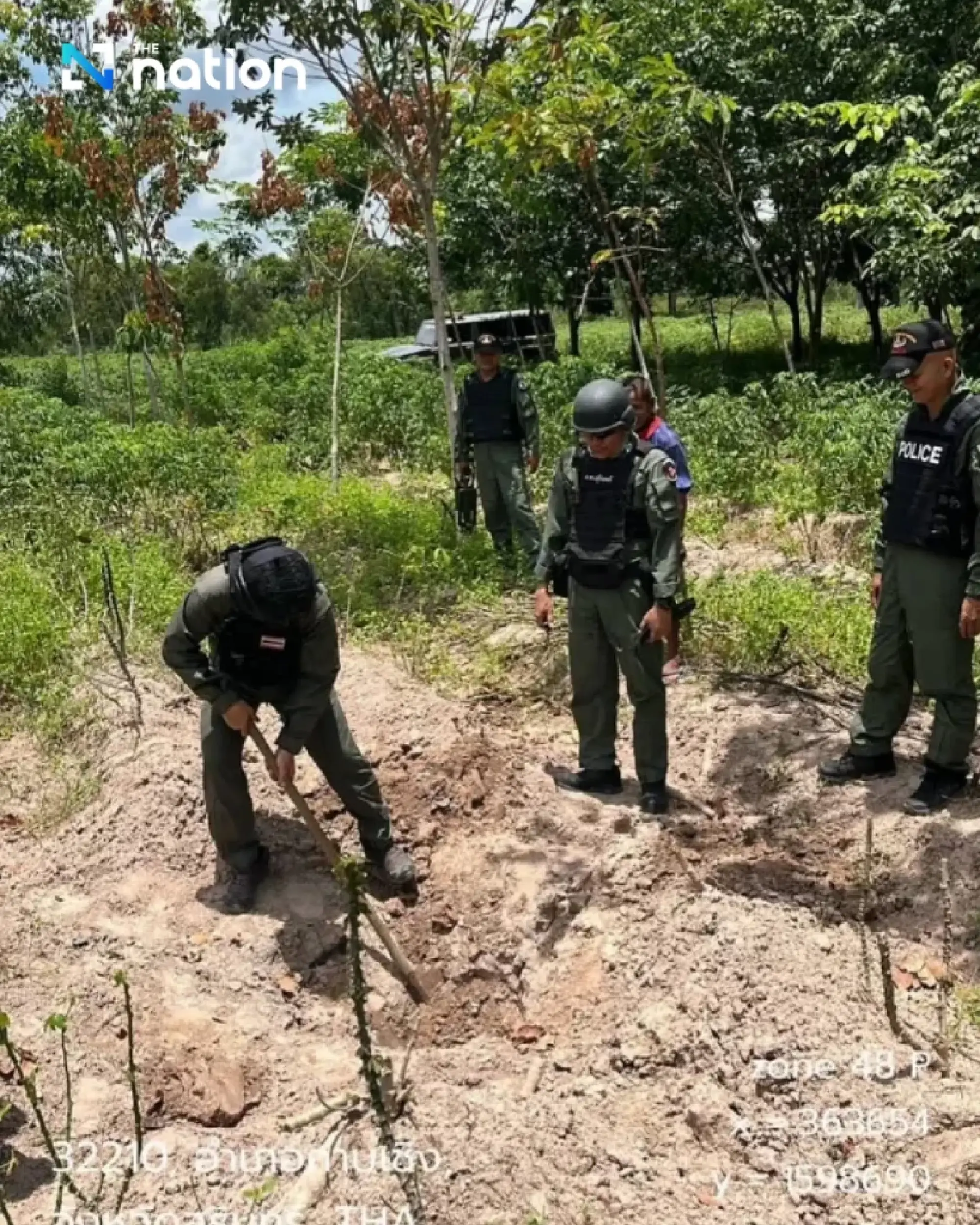 Surin EOD team investigates BM-21 rocket impact sites on Thai-Cambodian border