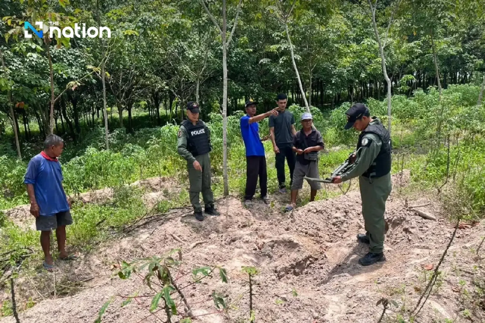 Surin EOD team investigates BM-21 rocket impact sites on Thai-Cambodian border