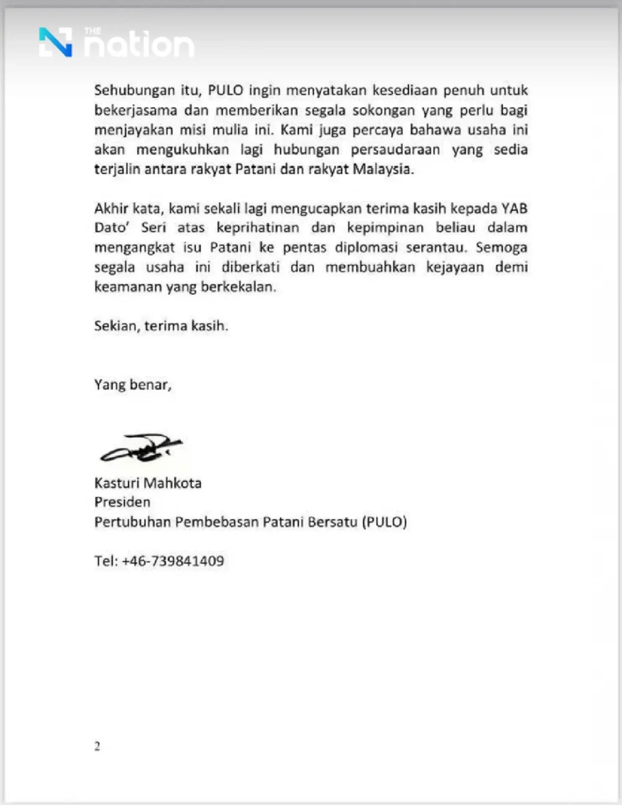 Pulo thanks Anwar Ibrahim for mediation efforts in Thailand’s deep South conflict