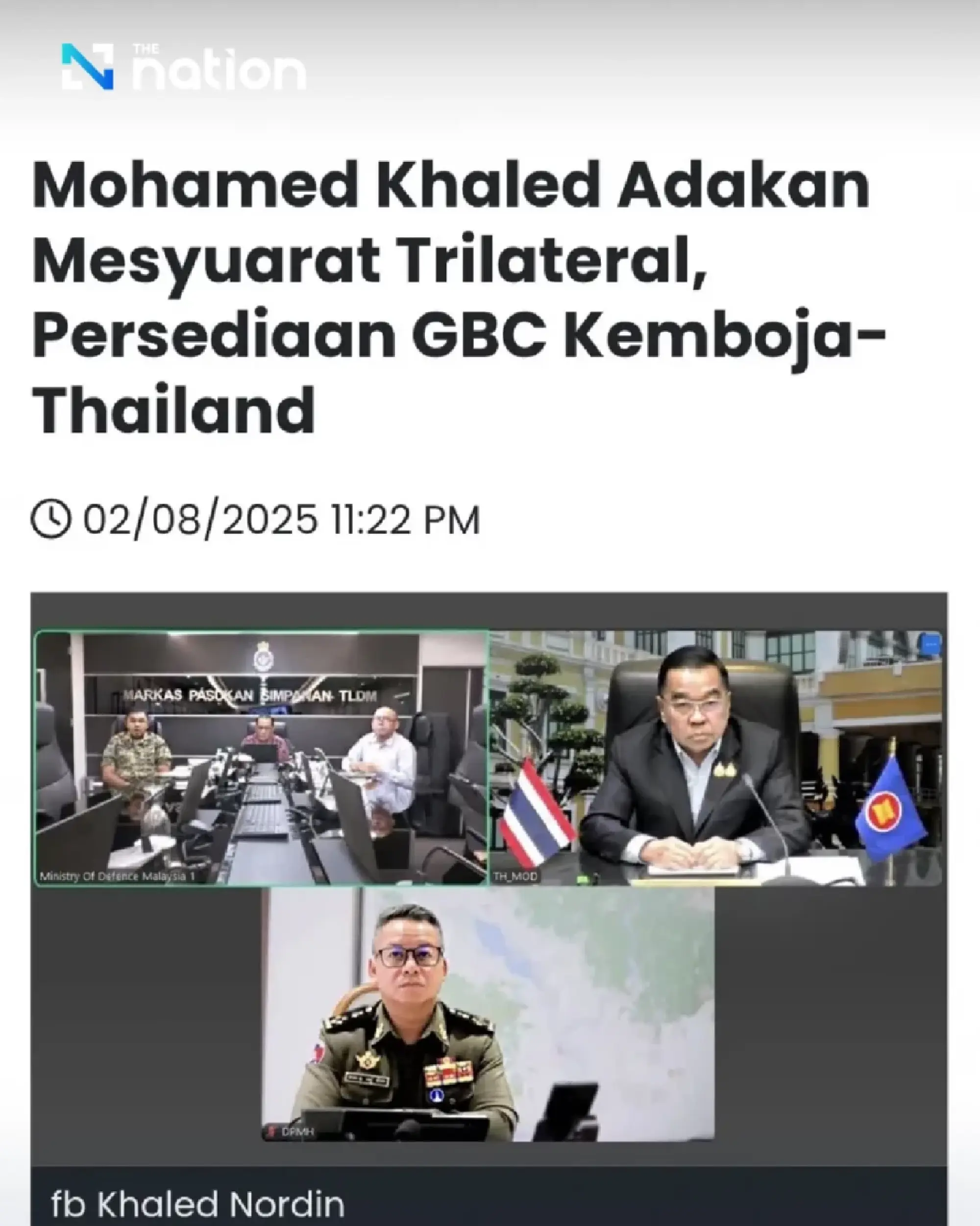 Trilateral video conference held ahead of border committee meeting in Kuala Lumpur