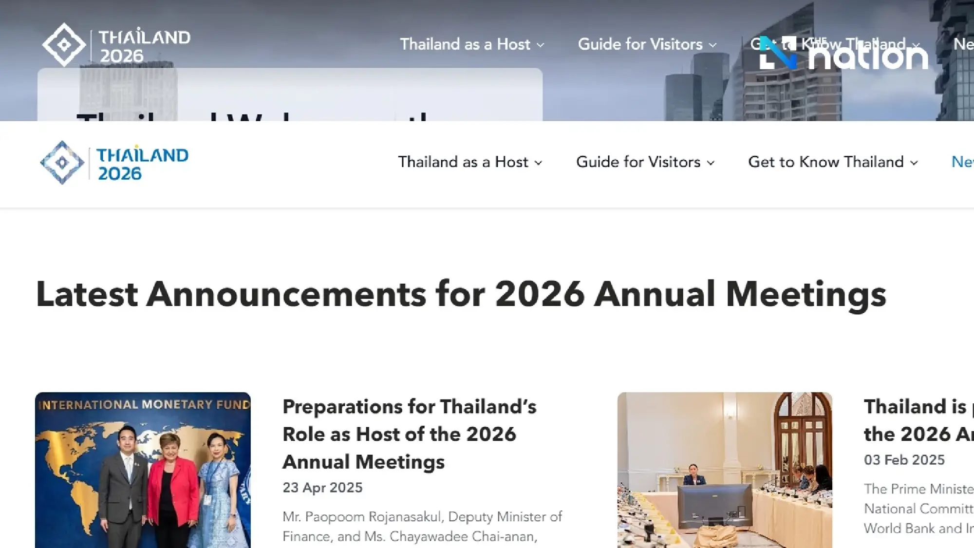 Thailand Launches Official Website for 2026 IMF-World Bank Meetings