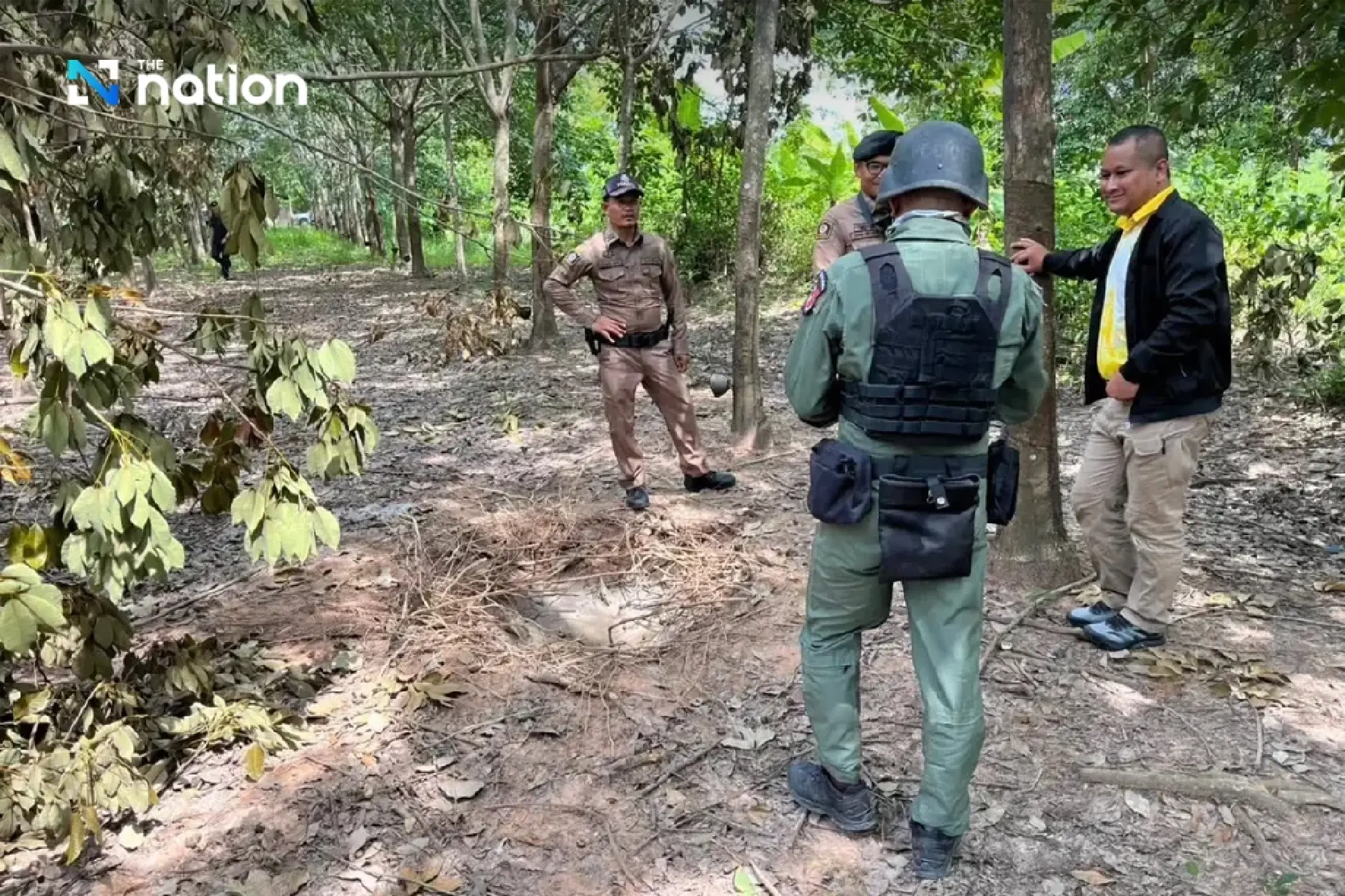Surin EOD team investigates BM-21 rocket impact sites on Thai-Cambodian border