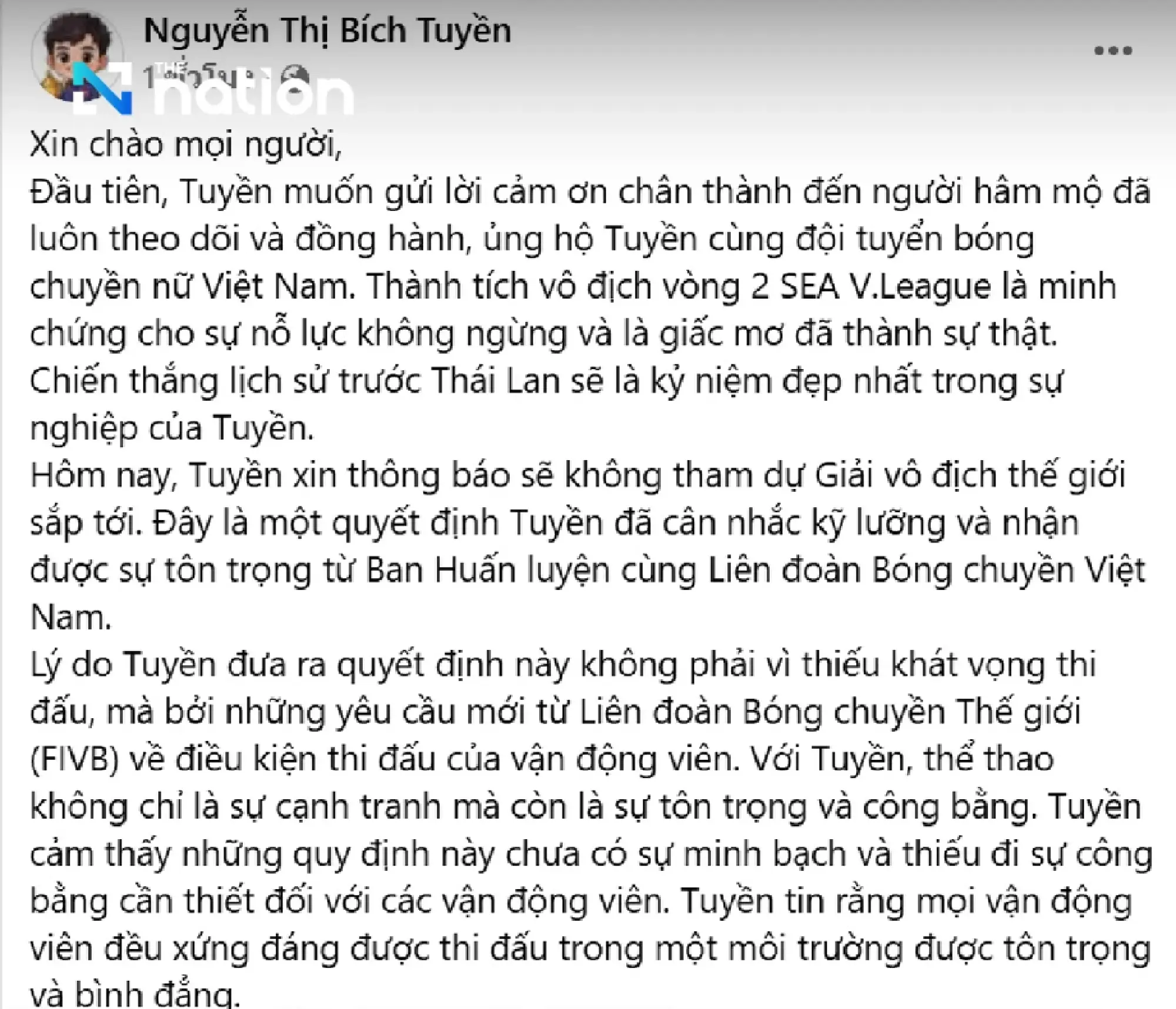 Nguyen Thi Bich Tuyen criticises FIVB rules for lack of transparency and fairness