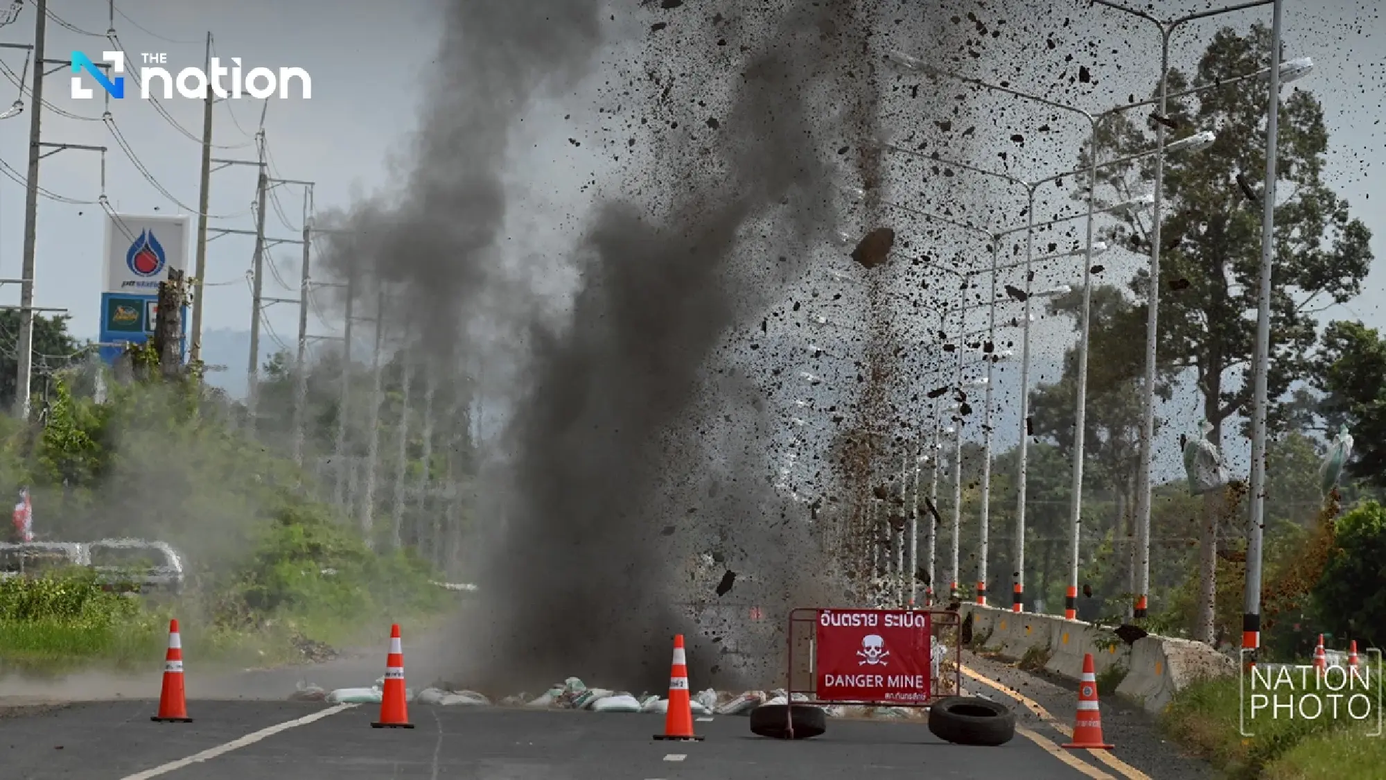 EOD team destroys Cambodian BM-21 rocket found on road near civilian area in Sisaket