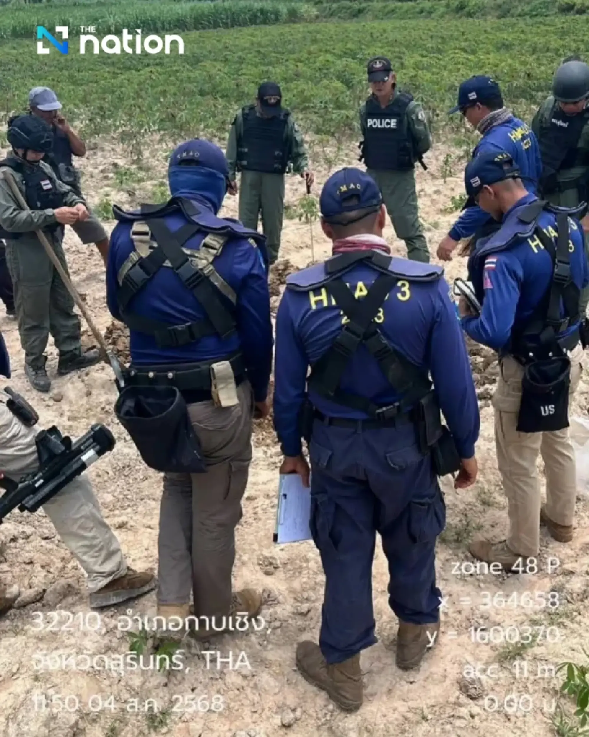 Surin EOD team investigates BM-21 rocket impact sites on Thai-Cambodian border