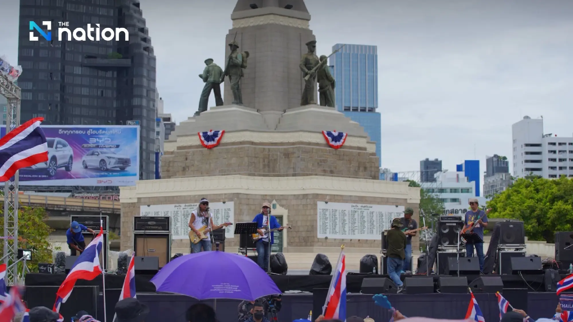 Protesters rally at Victory Monument amid tightened security