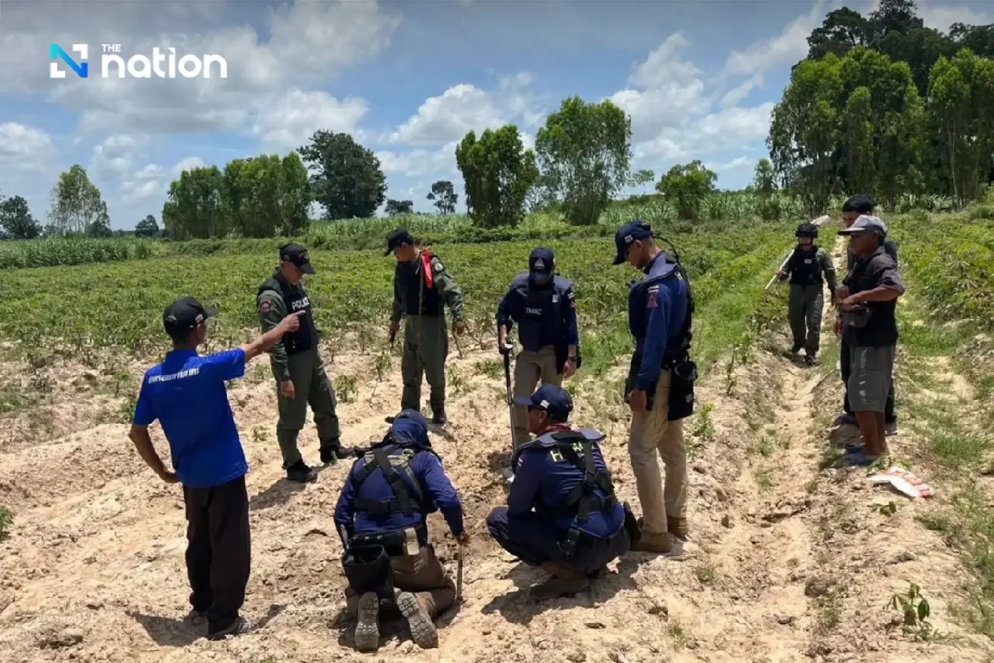 Surin EOD team investigates BM-21 rocket impact sites on Thai-Cambodian border