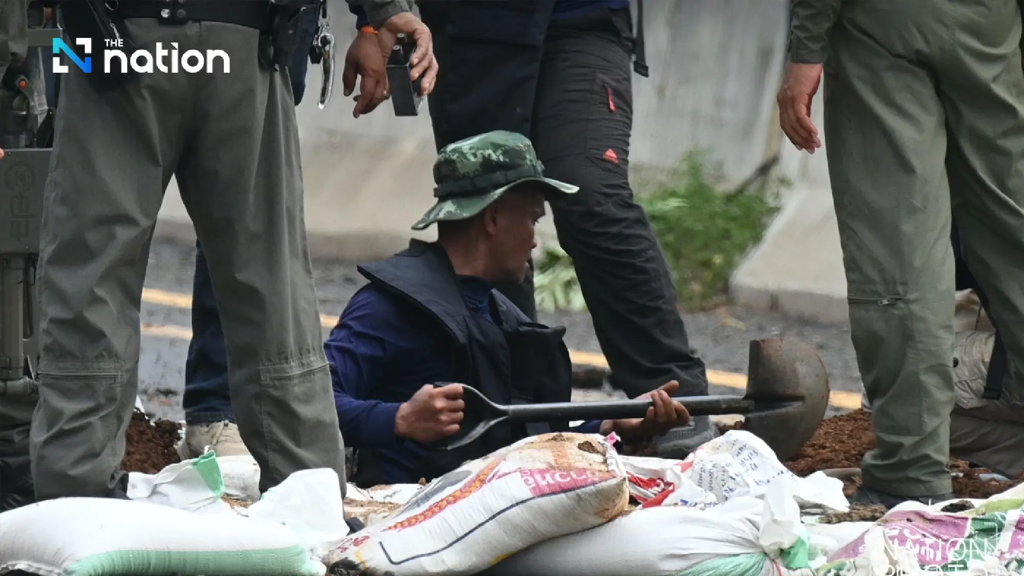 EOD team destroys Cambodian BM-21 rocket found on road near civilian area in Sisaket