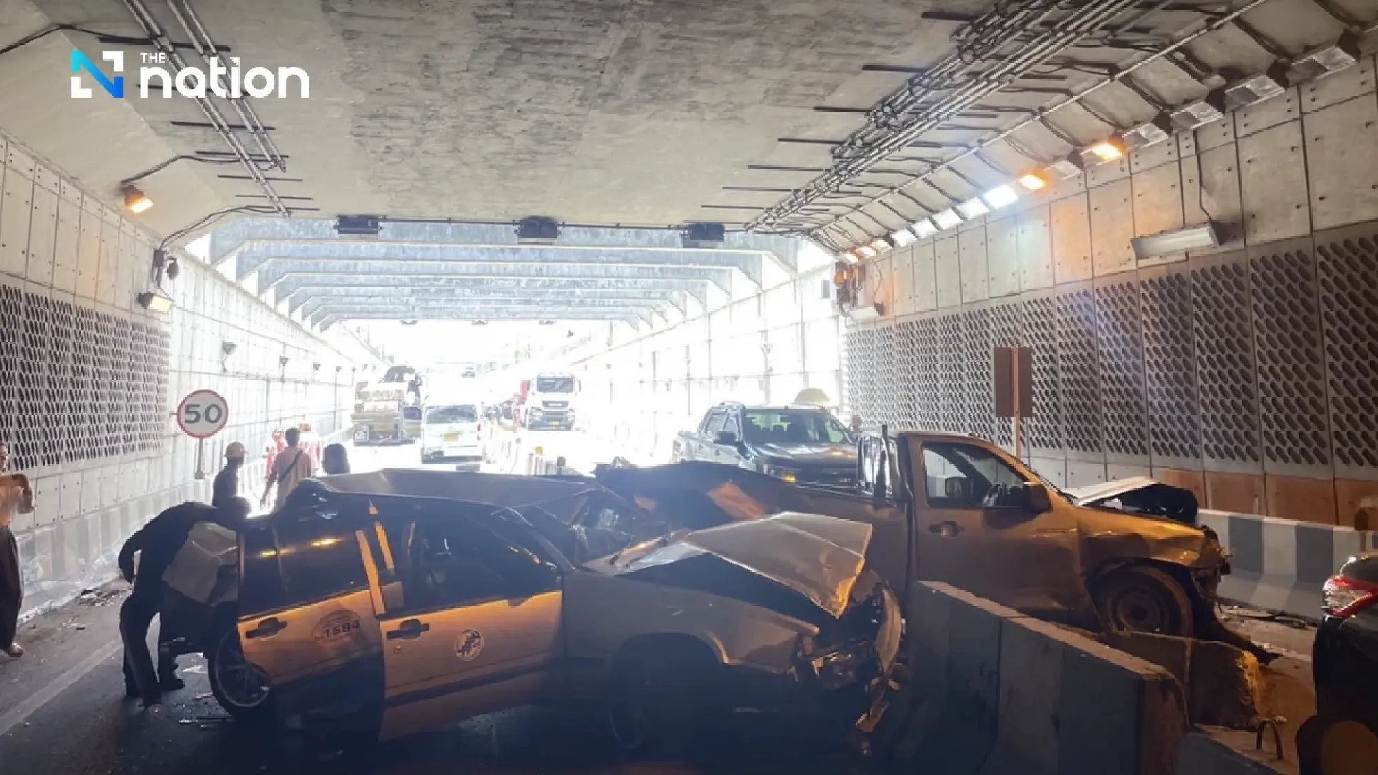 15-vehicle pileup in Phuket’s tunnel injures at least one motorist