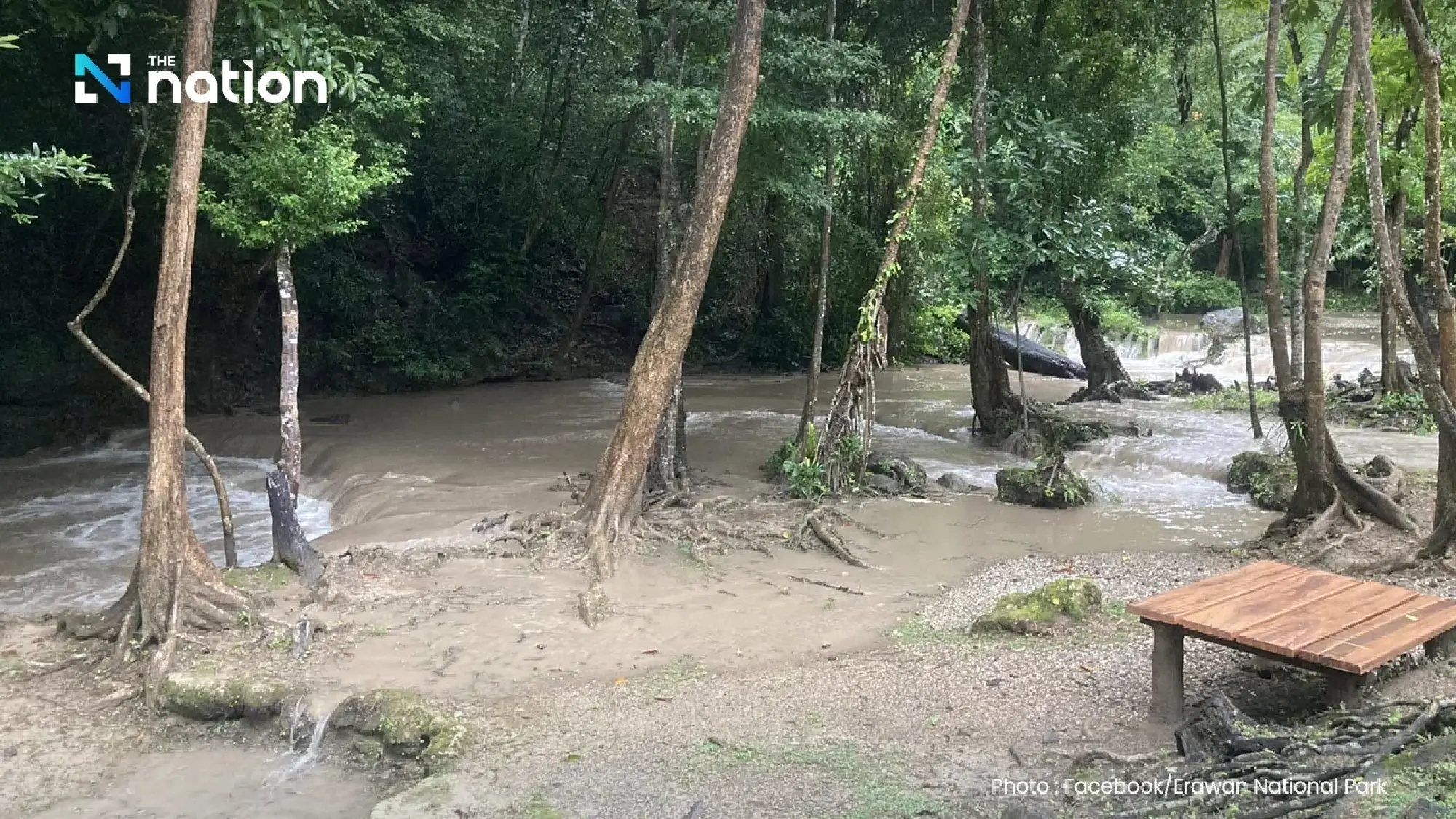 Erawan National Park temporarily bans waterfall swimming as heavy rains swell water levels