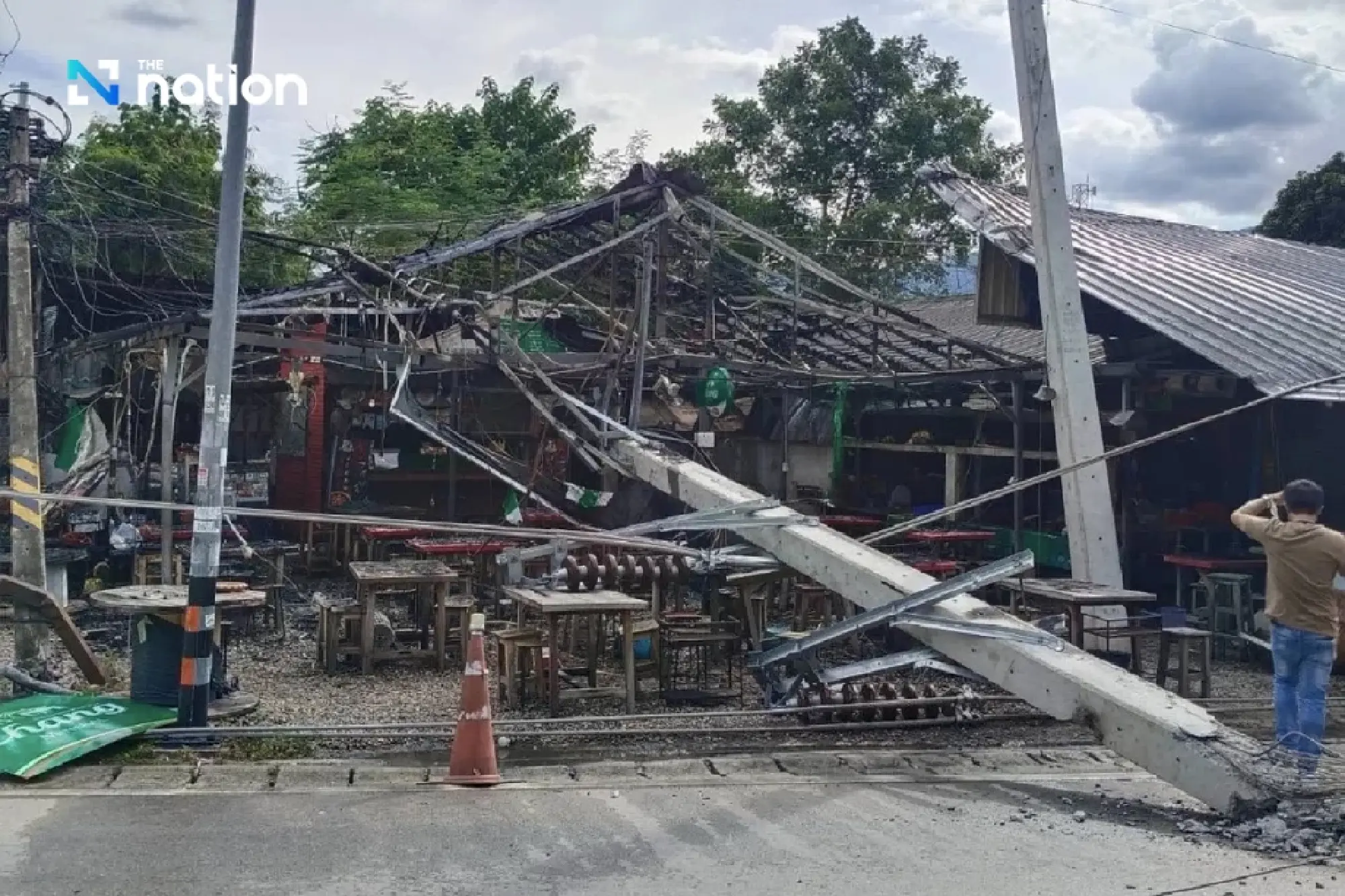 Pickup truck knocks down 52 power poles in Chiang Mai, causing major blackout