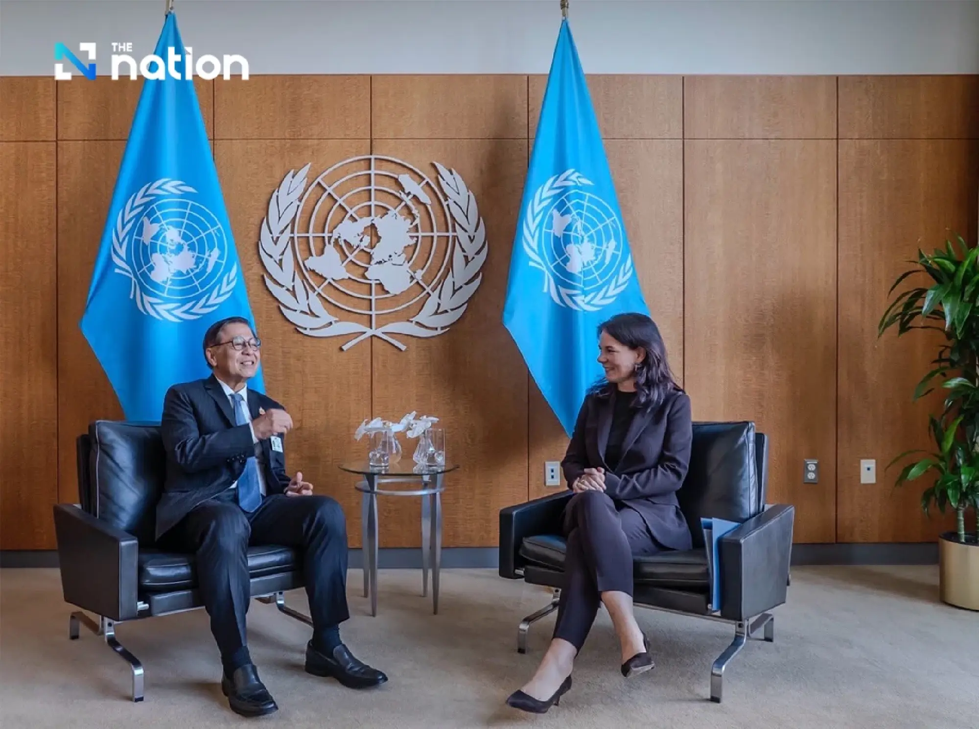 (from left) Sihasak Phuangketkeow and Annalena Baerbock