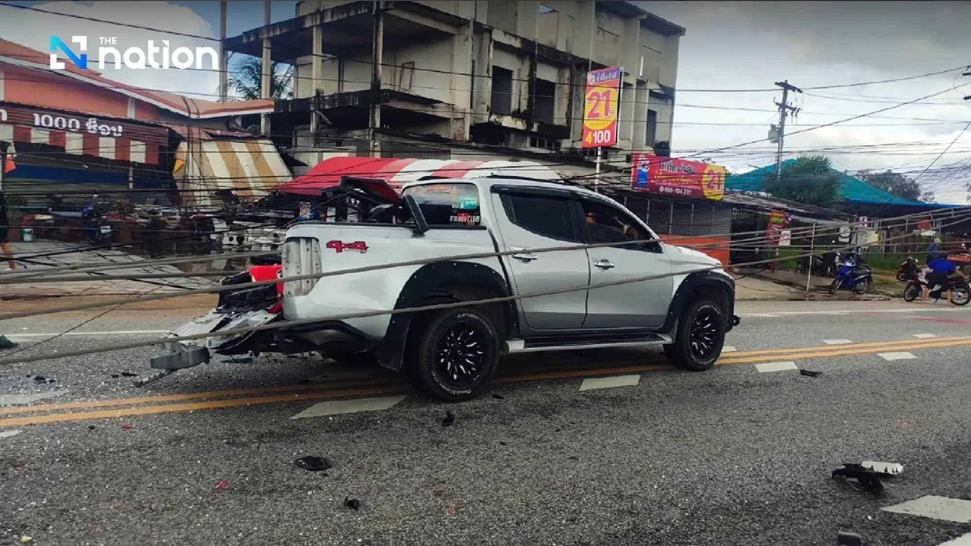 Road accident topples 12 power poles, blackout hits Chonburi