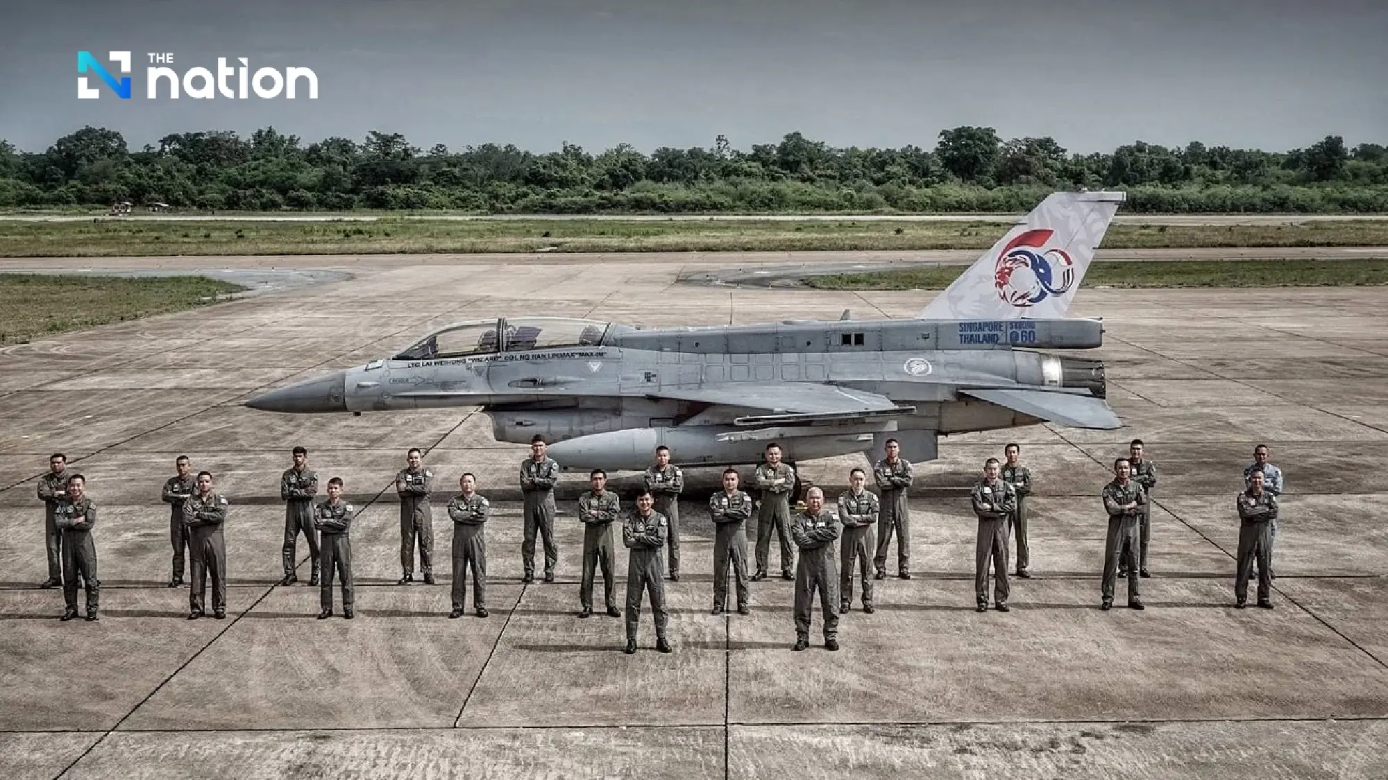 The Republic of Singapore Air Force (RSAF) and the Royal Thai Air Force Exercise Directors unveiled the commemorative tail flash on a RSAF F-16 fighter aircraft during the opening ceremony of Exercise Air Thai Sing 2025 on 14 July 2025.