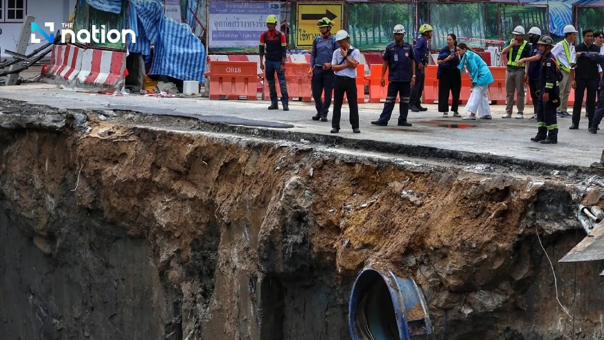 Chadchart confirms road collapse at Vajira Hospital caused by soil entering metro tunnel